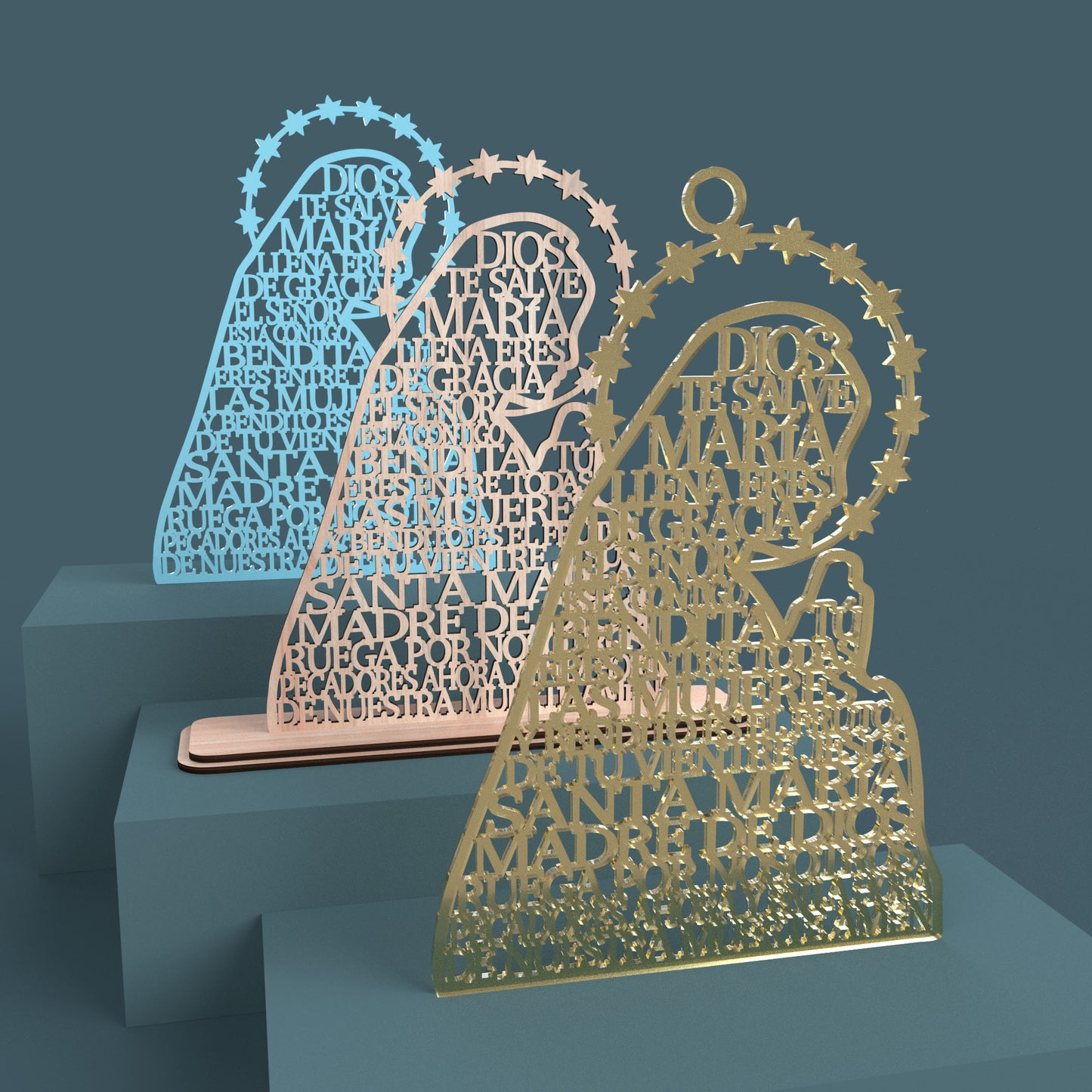 Virgen Ave María (Hail Mary Virgin in spanish) -Laser Cut File - The X Laser Files