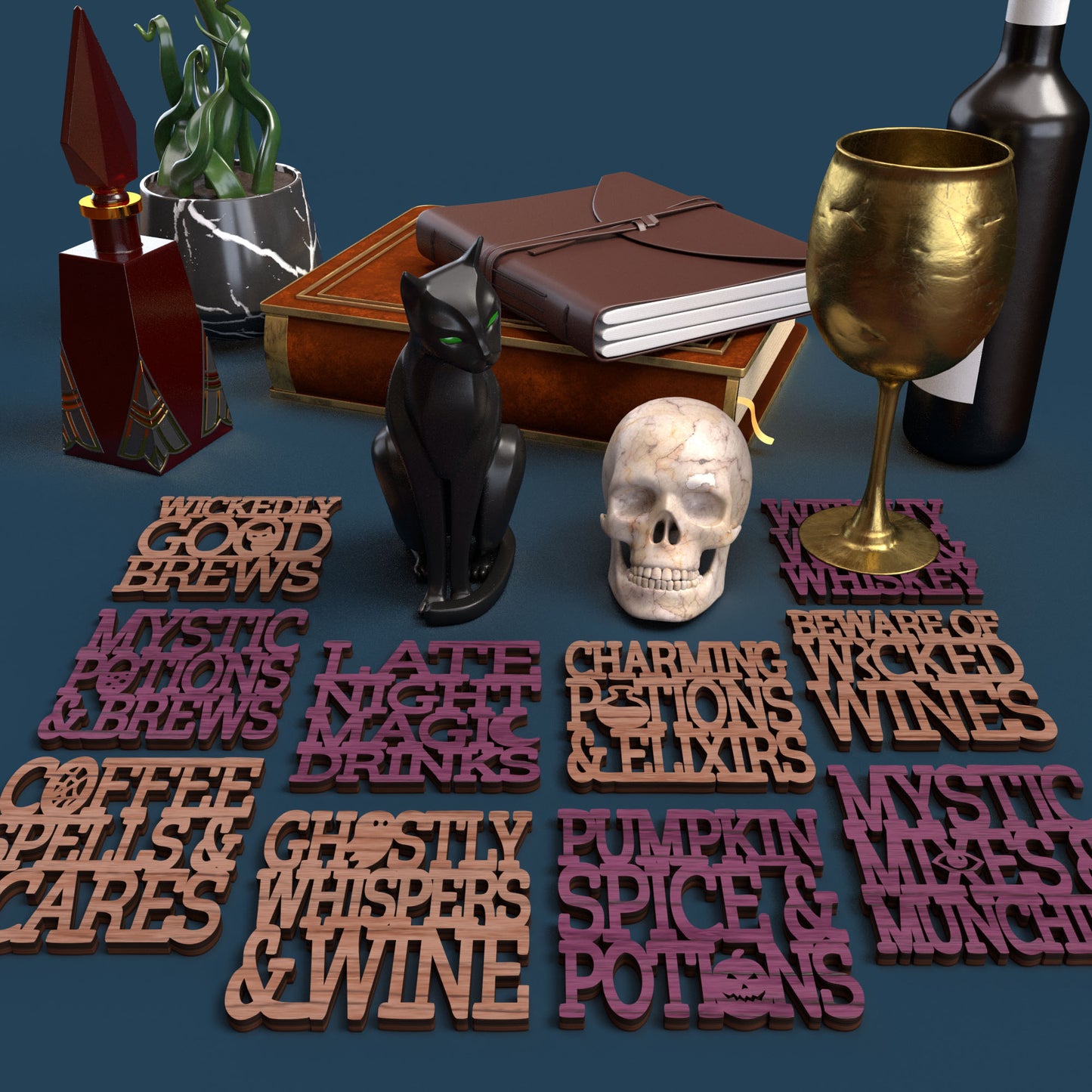 Halloween Witchcraft Coasters -Laser Cut File - The X Laser Files