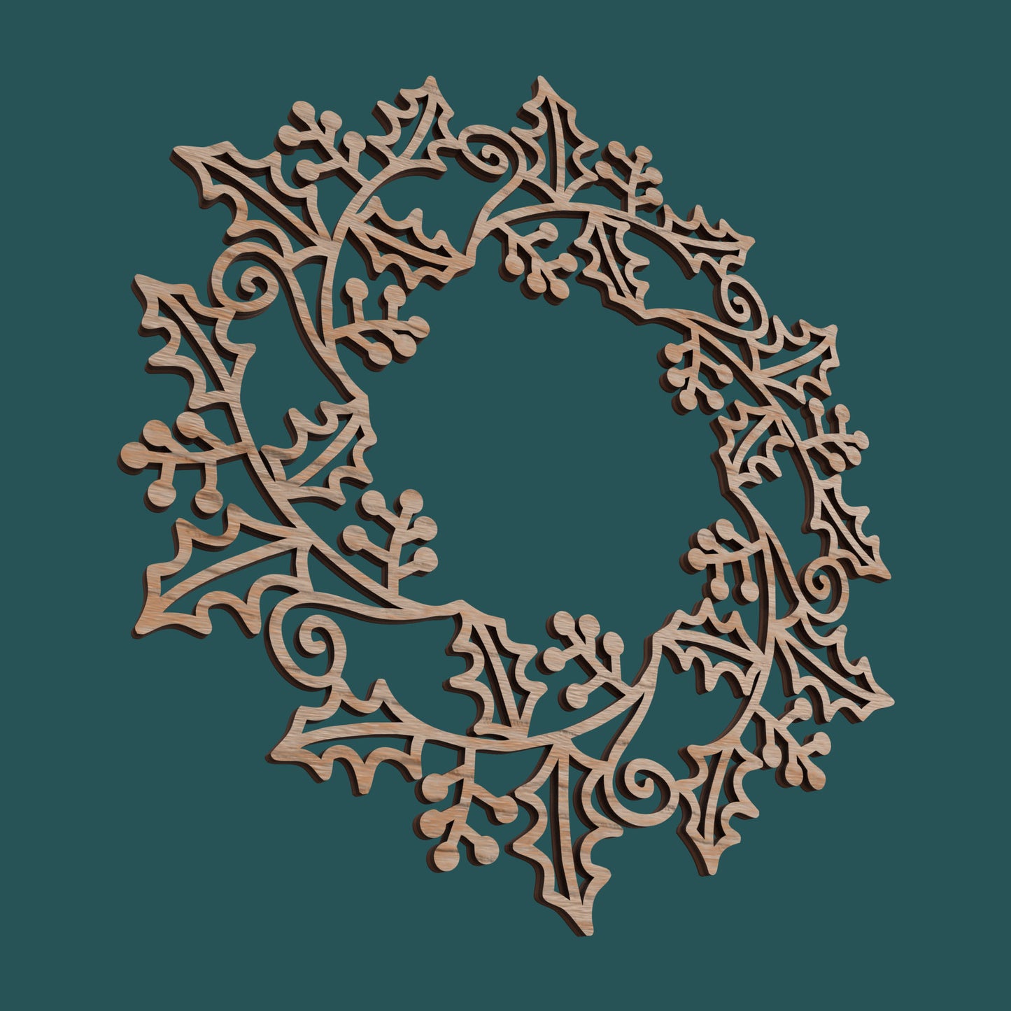 Christmas Holly Leaves Wreath Ornament - Laser Cut File - svg dxf pdf eps ai The X Laser Files