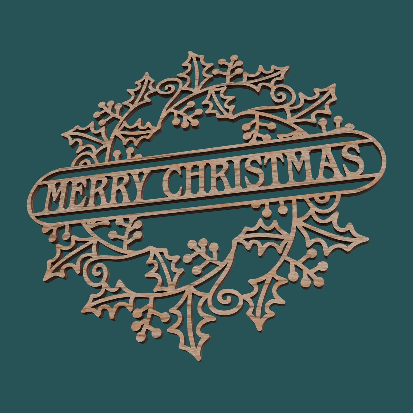 Christmas Holly Leaves Wreath Ornament - Laser Cut File - svg dxf pdf eps ai The X Laser Files
