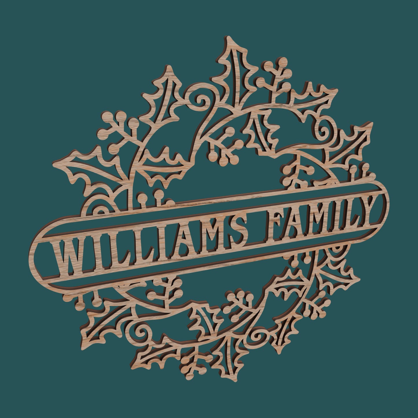 Christmas Holly Leaves Wreath Ornament - Laser Cut File - svg dxf pdf eps ai The X Laser Files