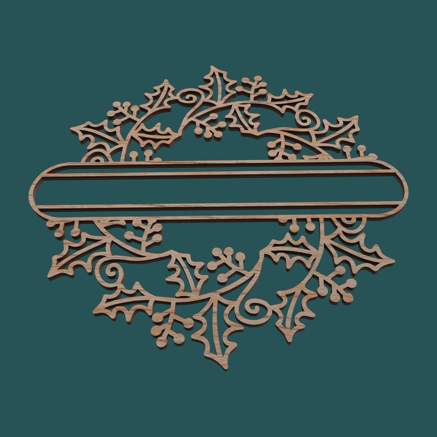Christmas Holly Leaves Wreath Ornament - Laser Cut File - svg dxf pdf eps ai The X Laser Files