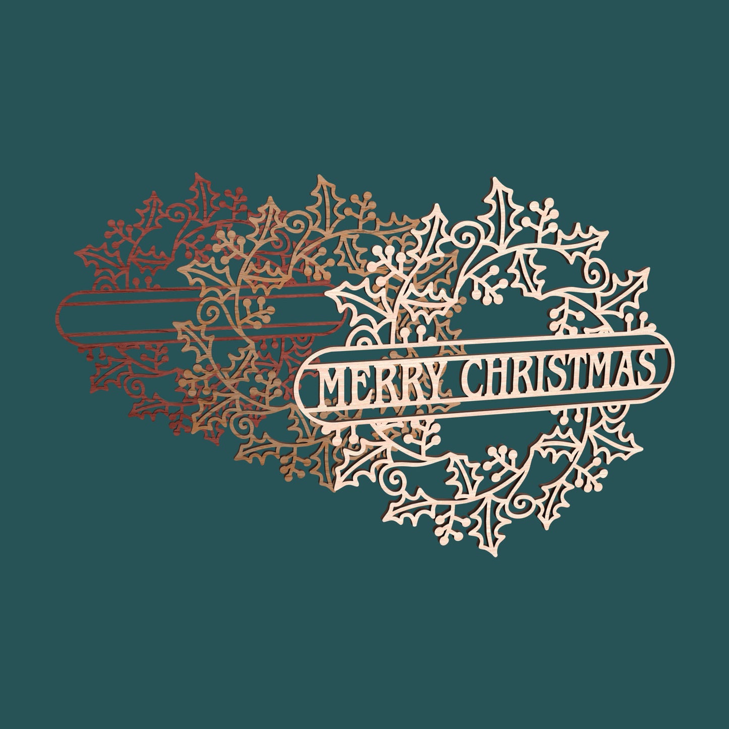 Christmas Holly Leaves Wreath Ornament - Laser Cut File - svg dxf pdf eps ai The X Laser Files