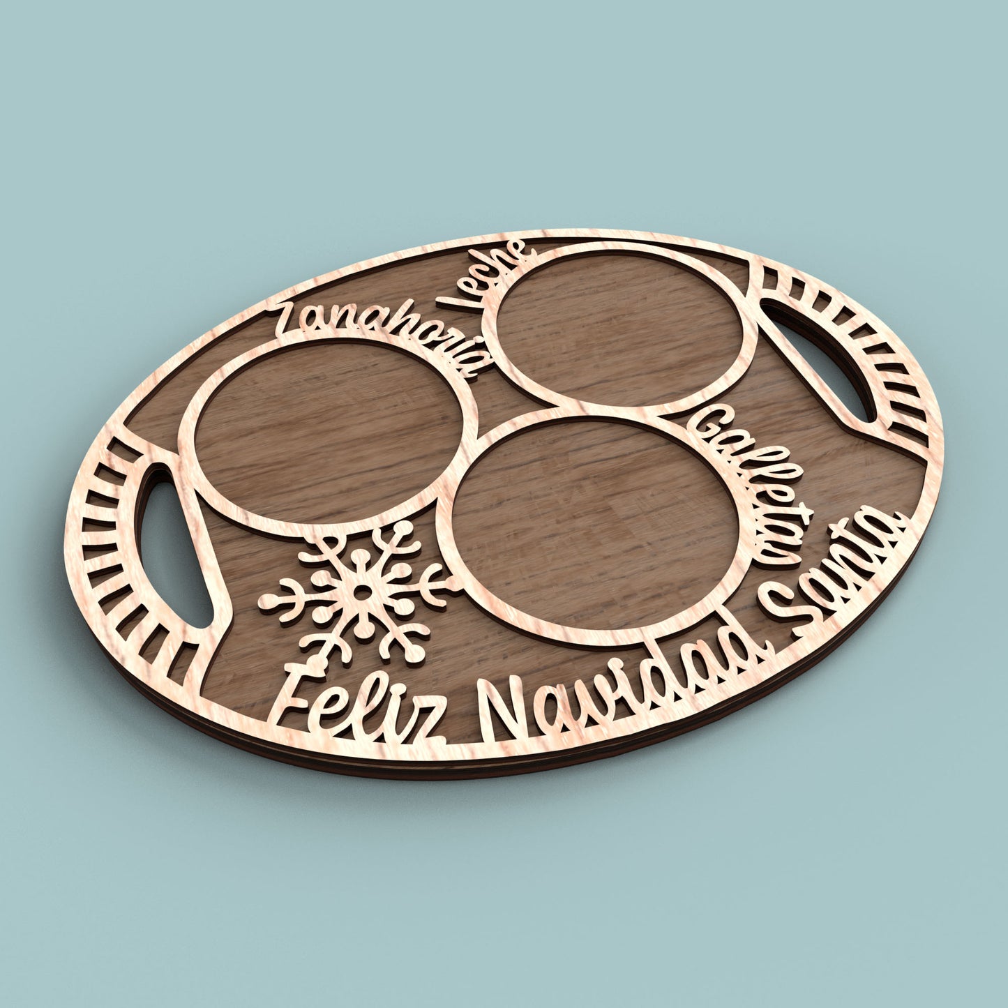 Feliz Navidad Santa Cookie Tray - Laser Cut File - svg dxf pdf eps ai The X Laser Files