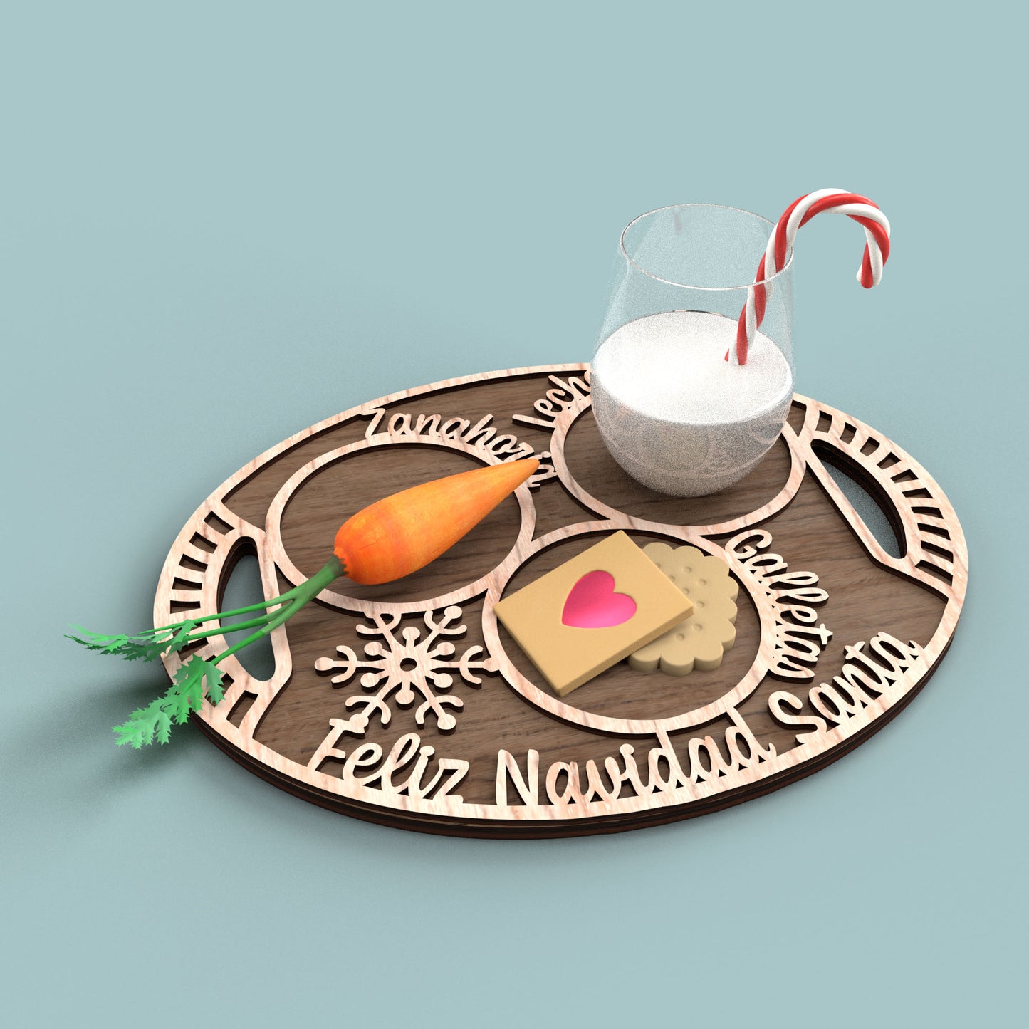 Feliz Navidad Santa Cookie Tray - Laser Cut File - svg dxf pdf eps ai The X Laser Files