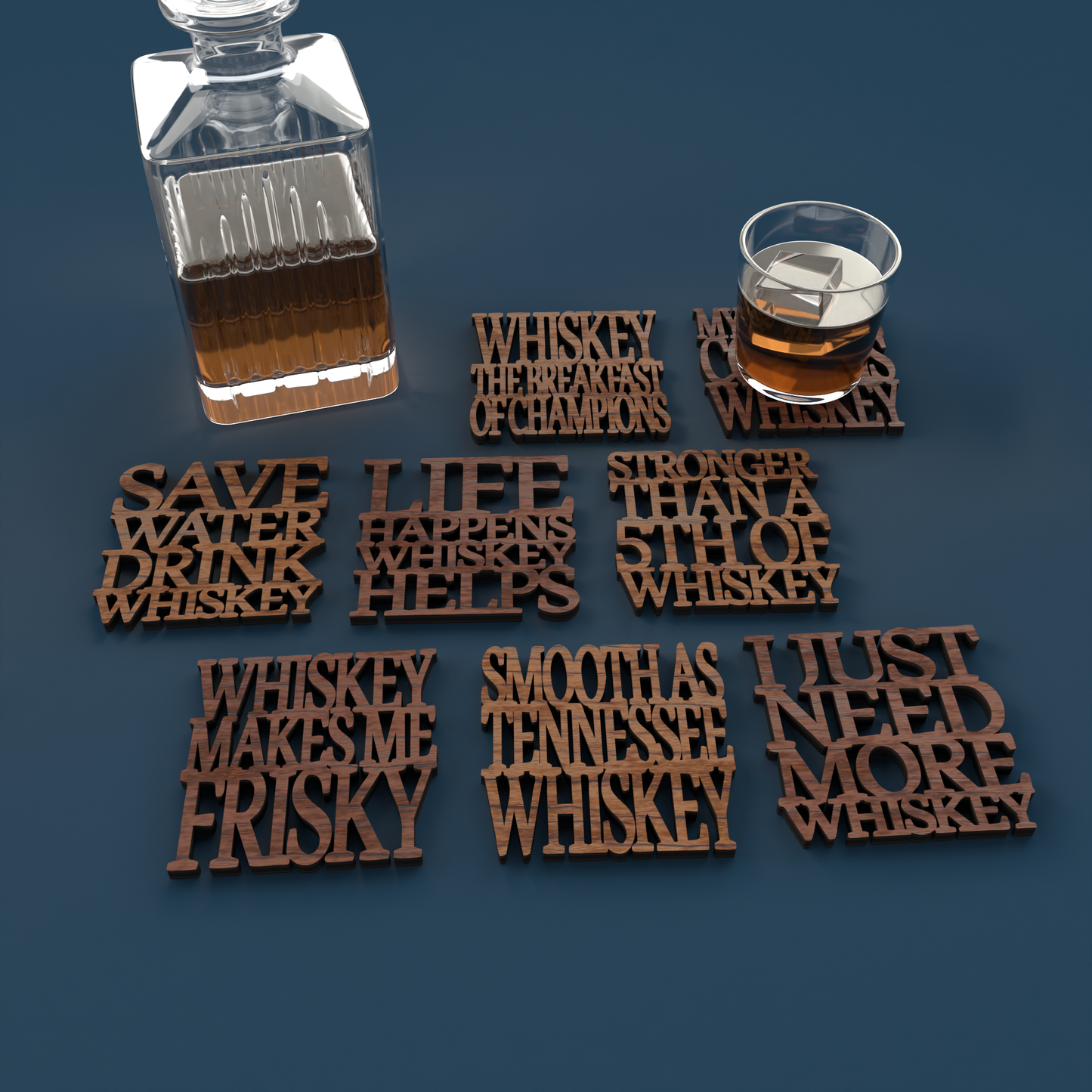 Whiskey Coasters - Laser Cut File - svg dxf pdf eps ai The X Laser Files