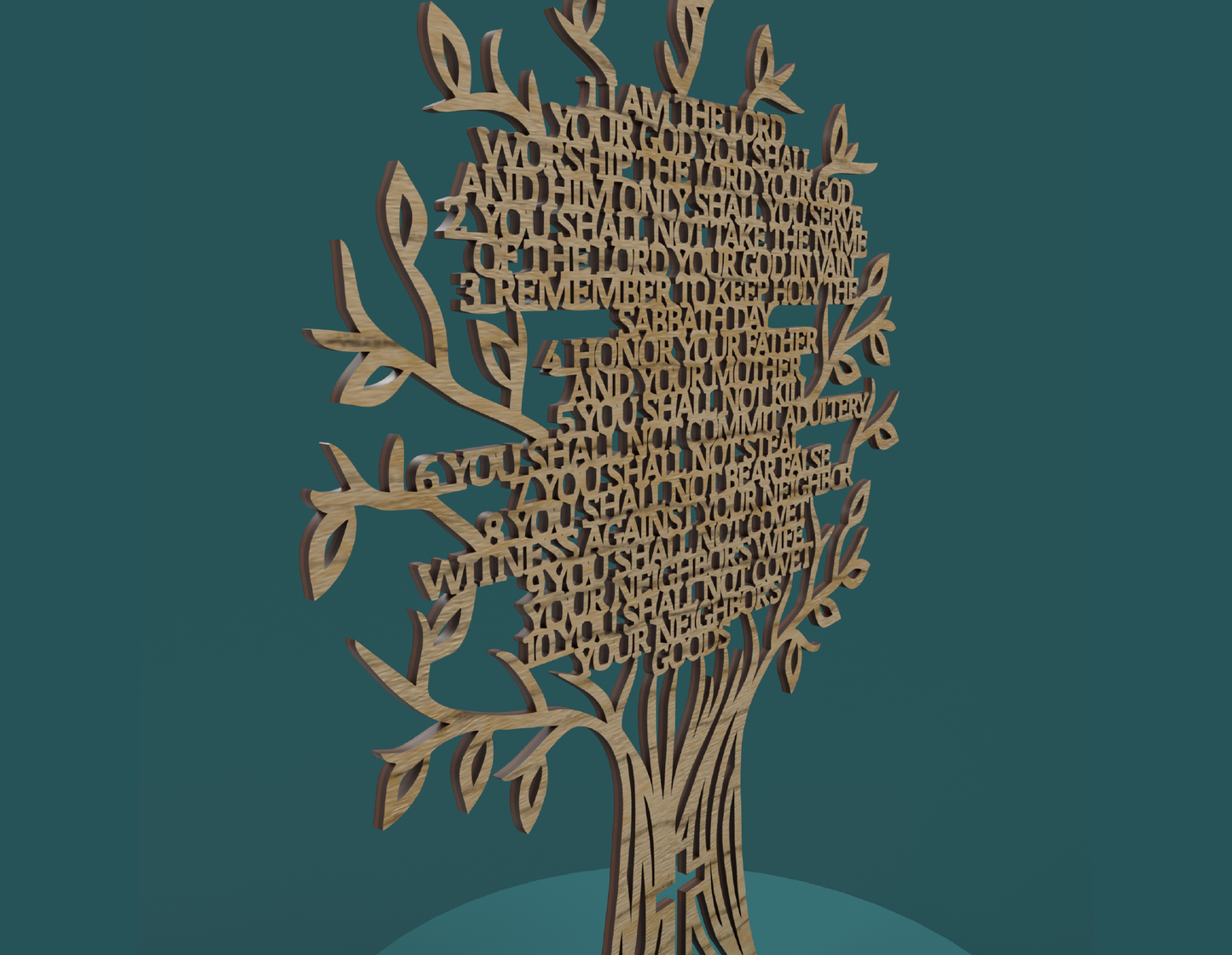 The 10 Commandments Tree -Laser Cut File - The X Laser Files