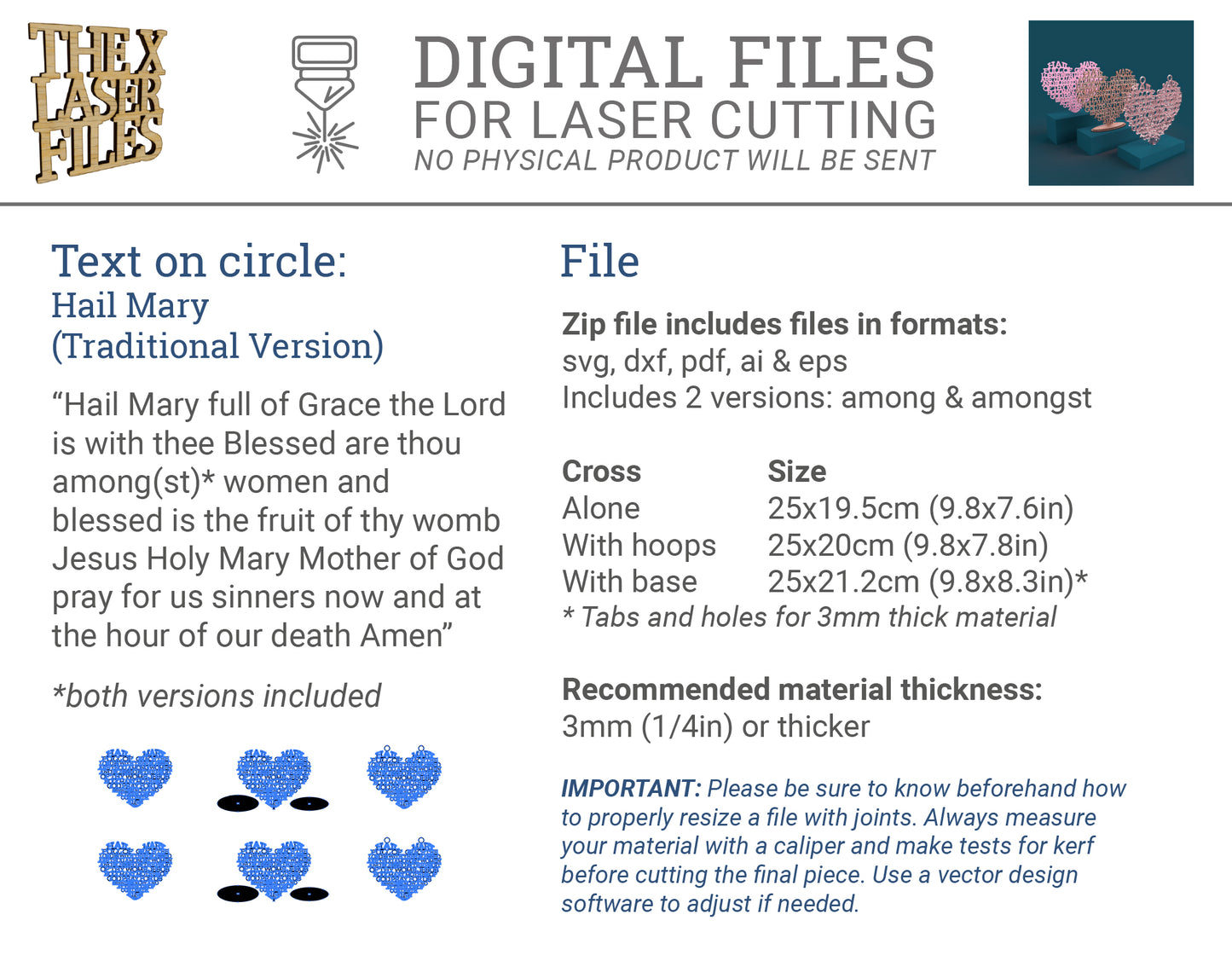 Heart Traditional Hail Mary -Laser Cut File - The X Laser Files