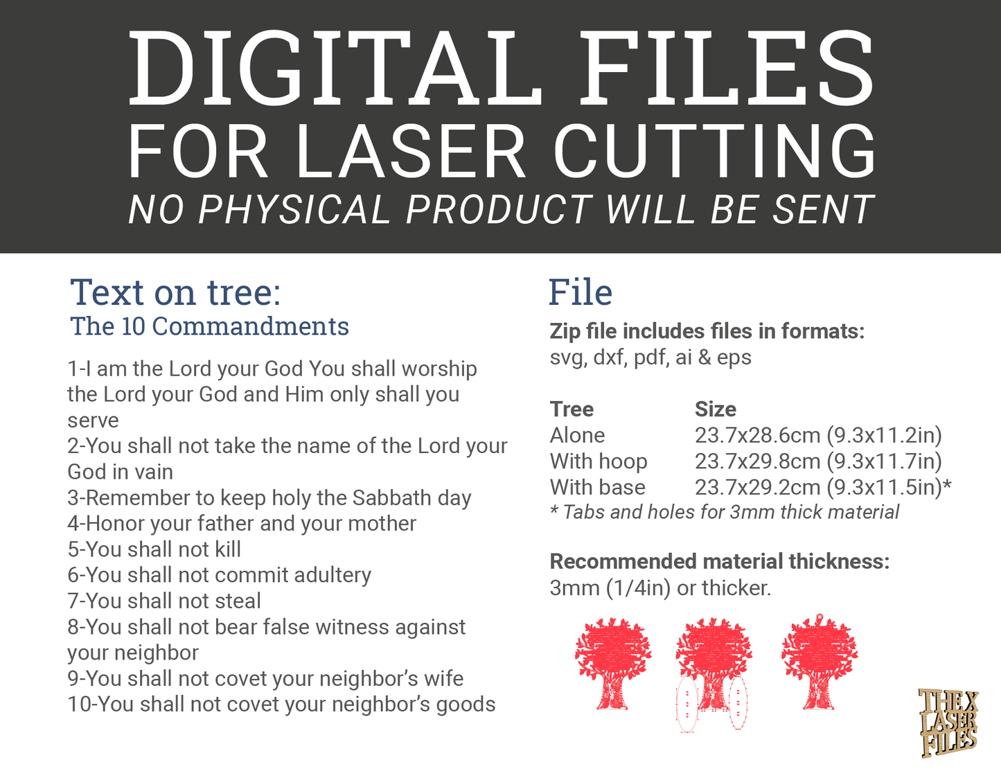 The 10 Commandments Tree -Laser Cut File - The X Laser Files