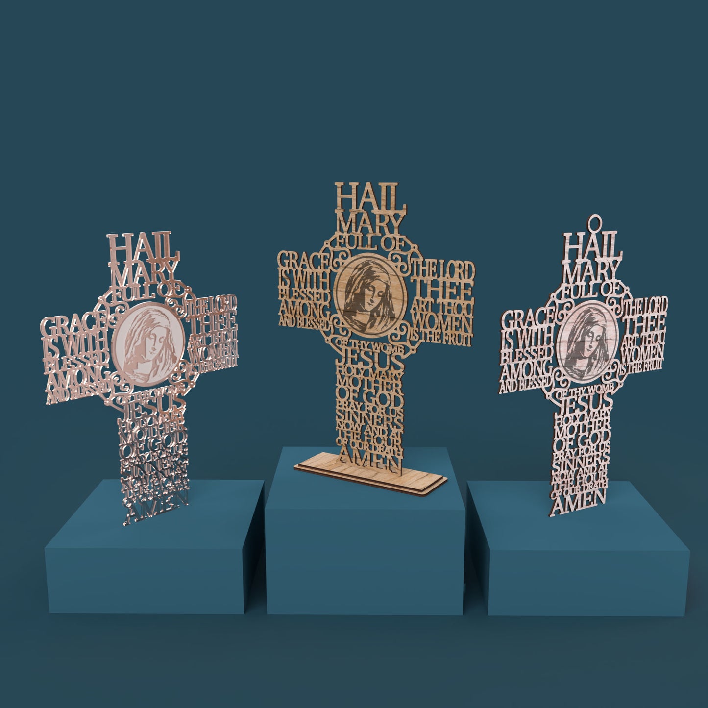 Hail Mary Picture Cross Traditional Version -Laser Cut File - The X Laser Files