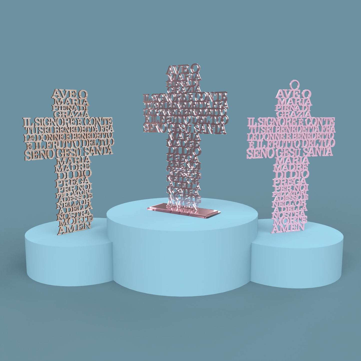 Ave O Maria Croce (Italian Hail Mary Cross) -Laser Cut File - The X Laser Files