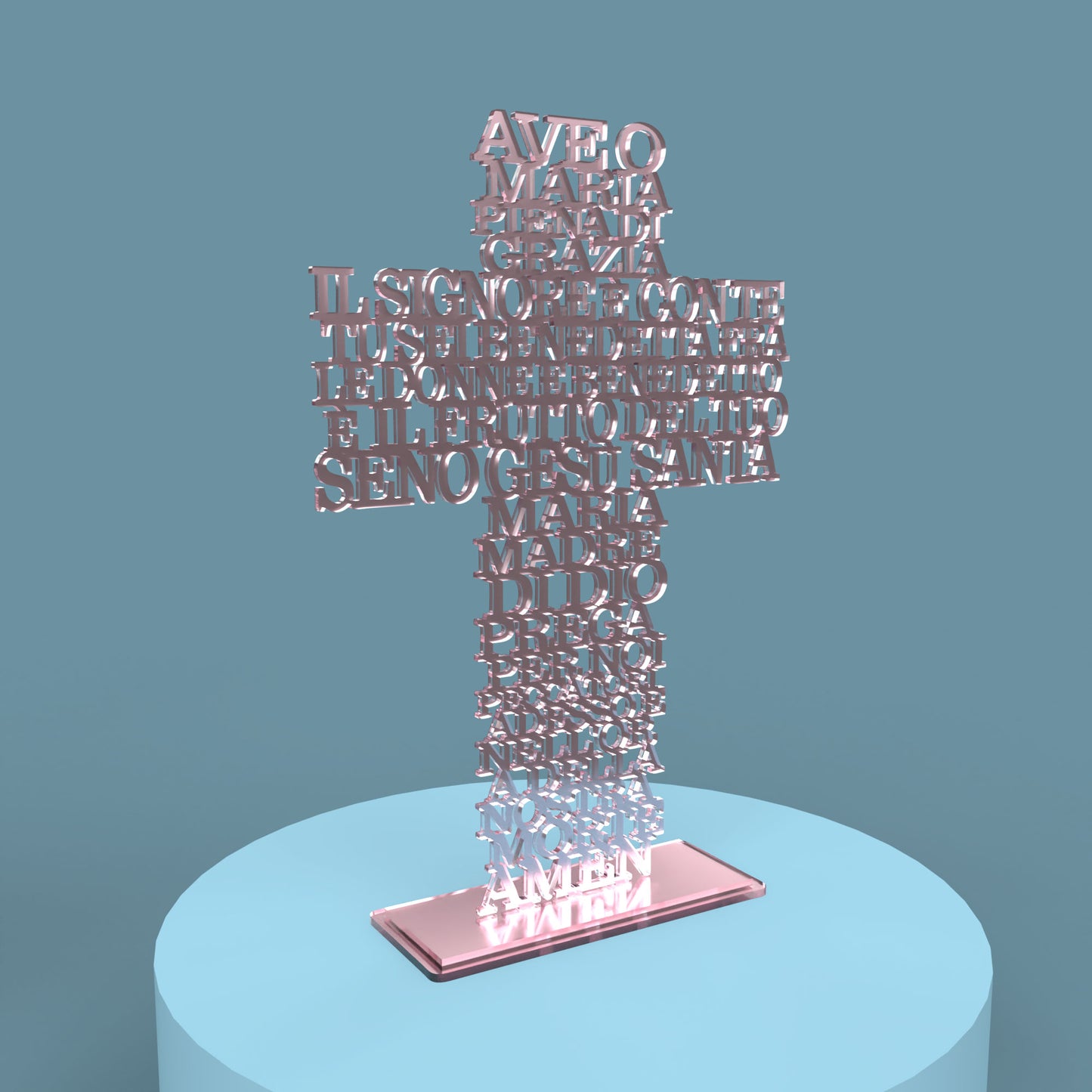 Ave O Maria Croce (Italian Hail Mary Cross) -Laser Cut File - The X Laser Files