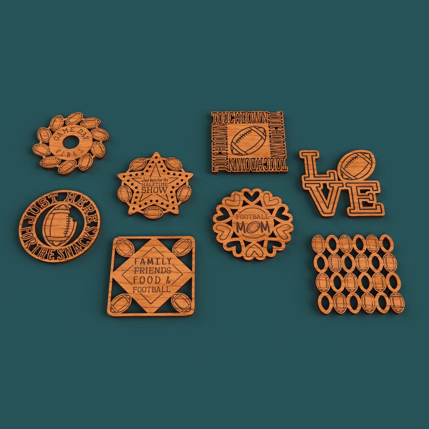 Football Coasters -Laser Cut File - The X Laser Files
