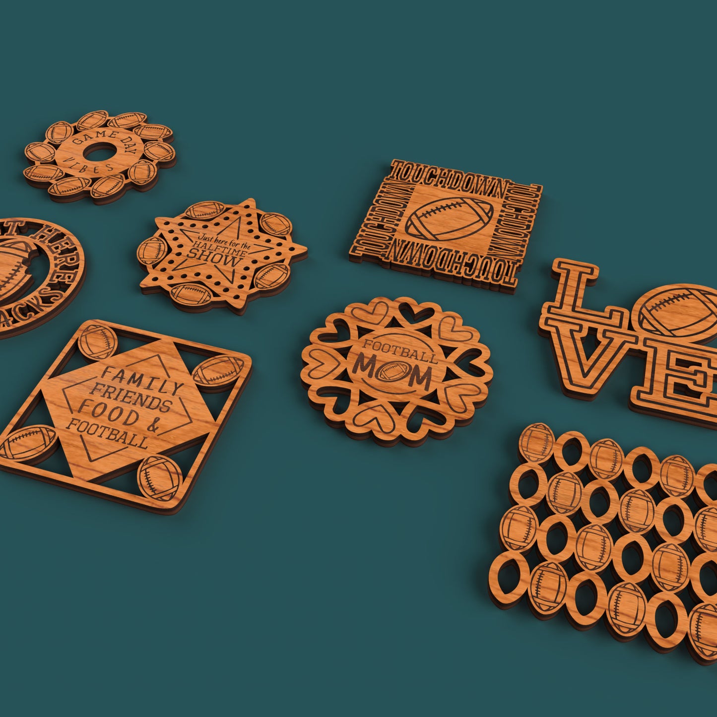 Football Coasters - Laser cut vector file