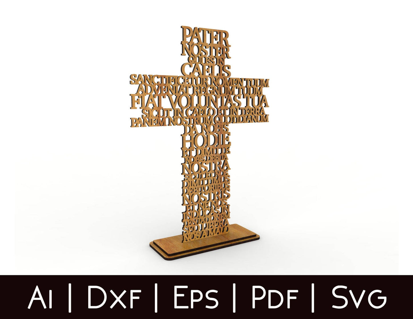 Cross Pater Noster (Lord's Prayer in Latin) -Laser Cut File - The X Laser Files