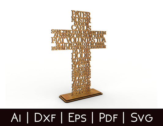 Cross Pater Noster (Lord's Prayer in Latin) -Laser Cut File - The X Laser Files