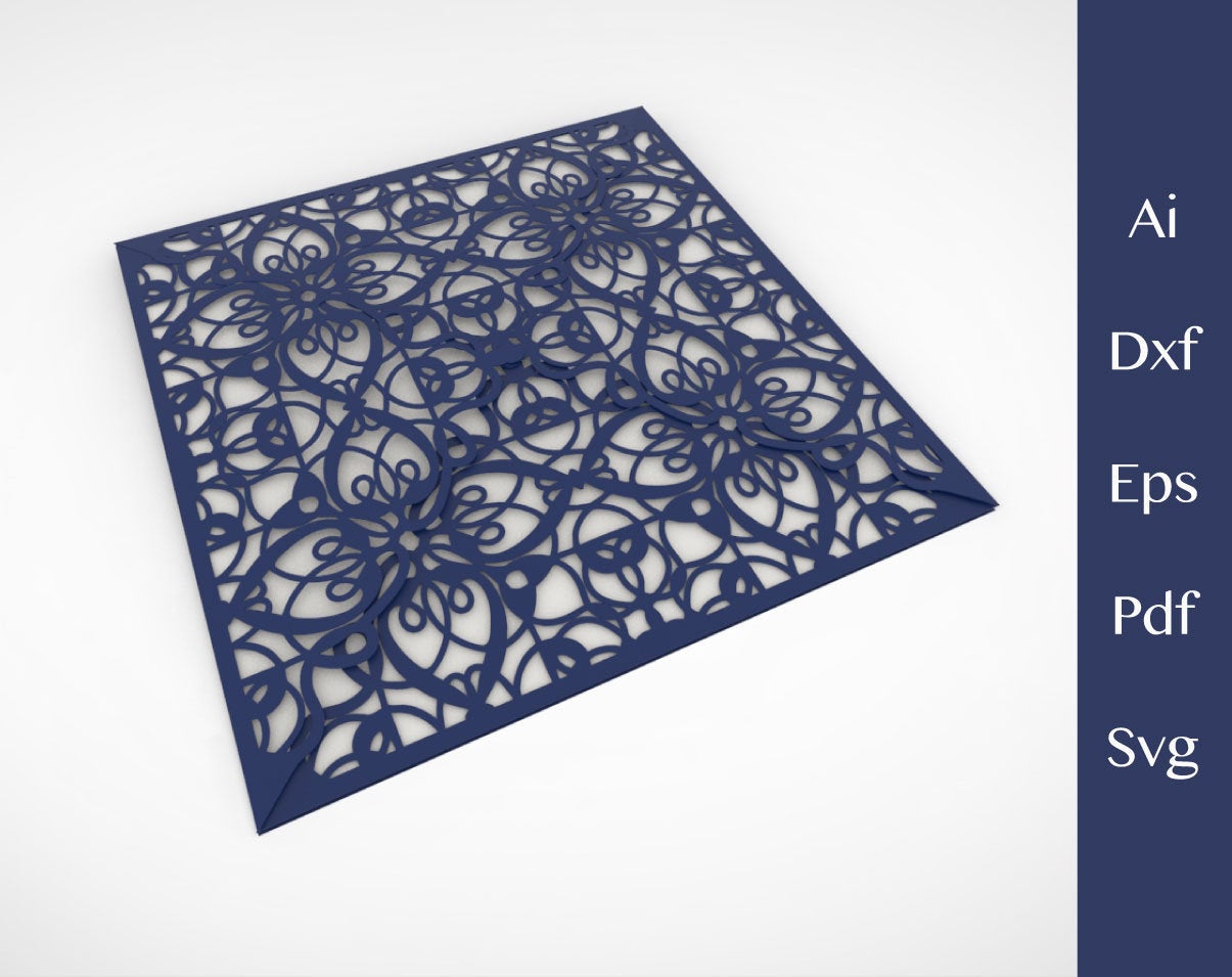 Wedding Invitation Four Fold - Laser cut vector file