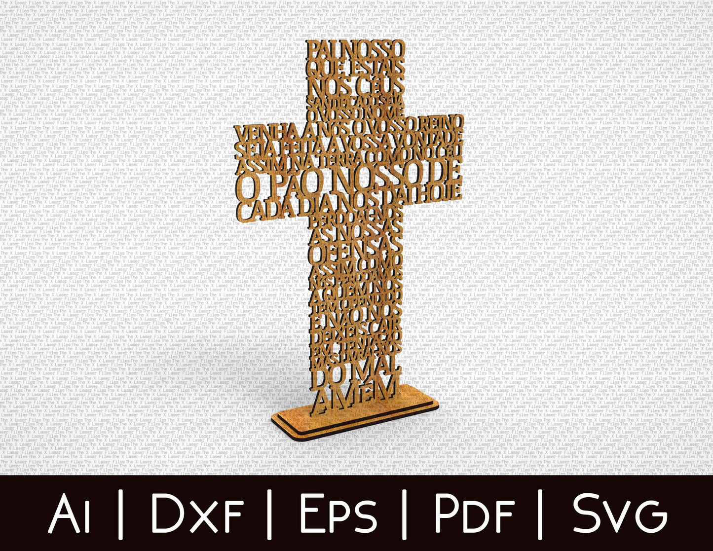 Cruz Pai Nosso (Lord's Prayer in Portuguese) -Laser Cut File - The X Laser Files