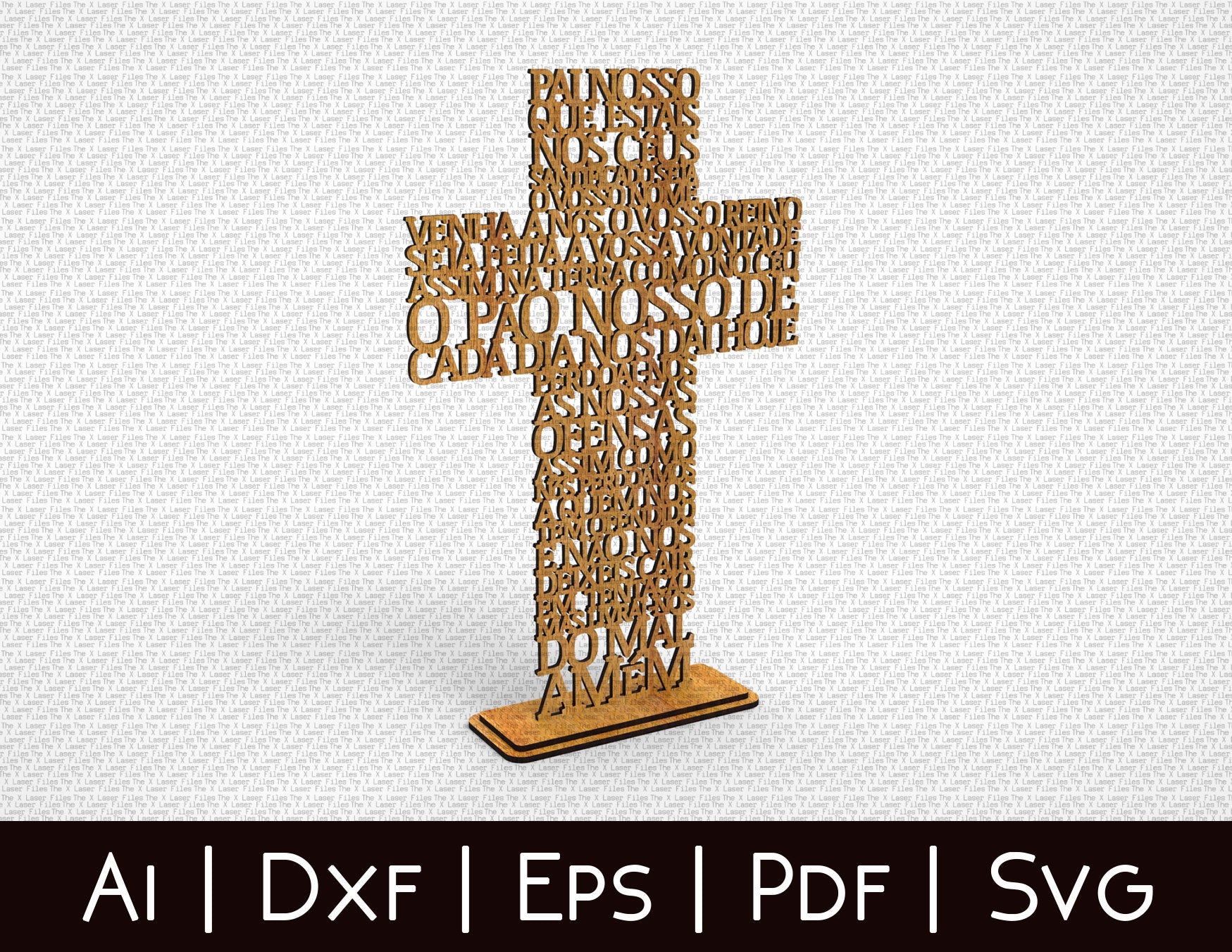 Cruz Pai Nosso (Lord's Prayer in Portuguese) -Laser Cut File - The X Laser Files