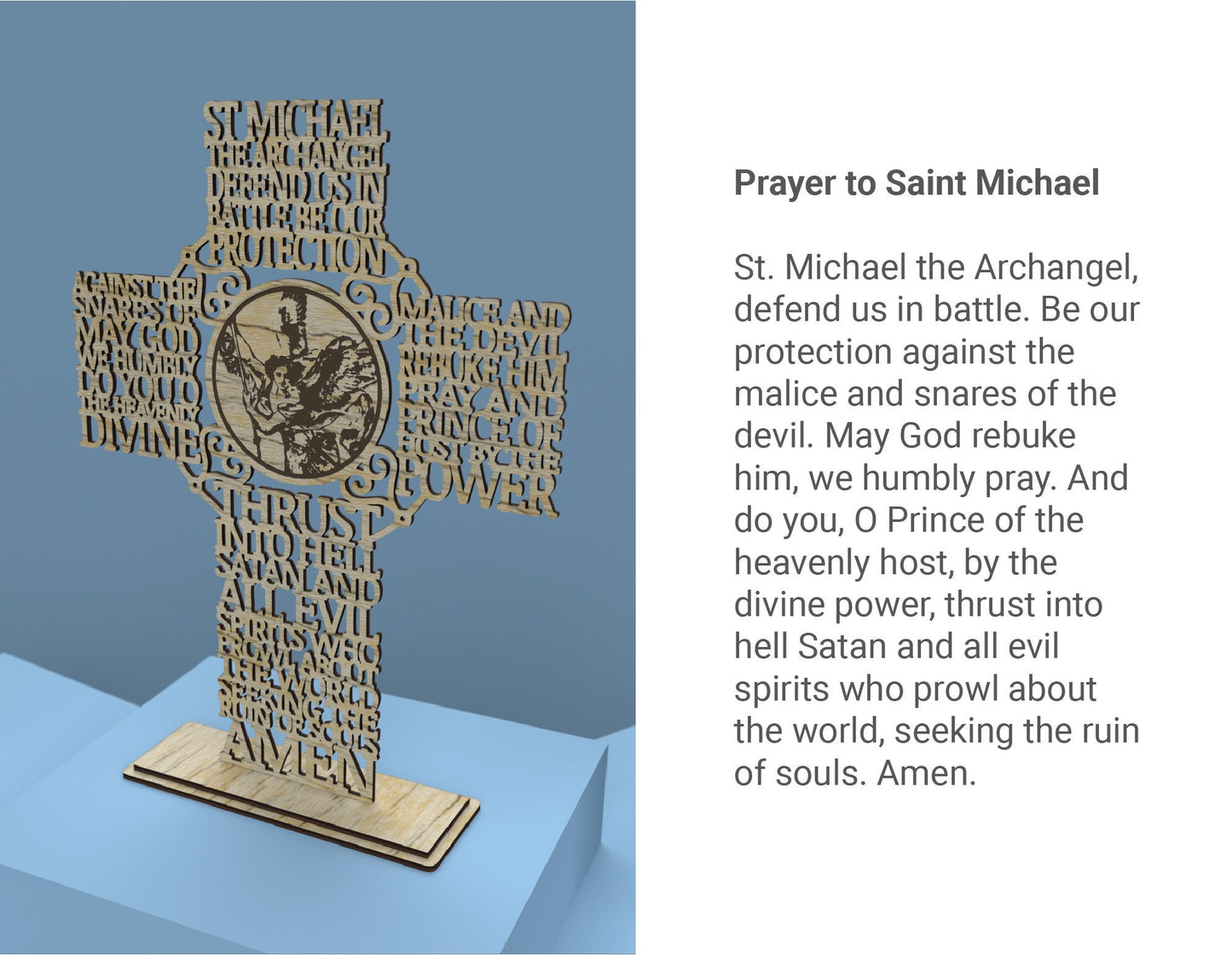 Saint Michael Archangel Picture Cross -Laser Cut File - The X Laser Files