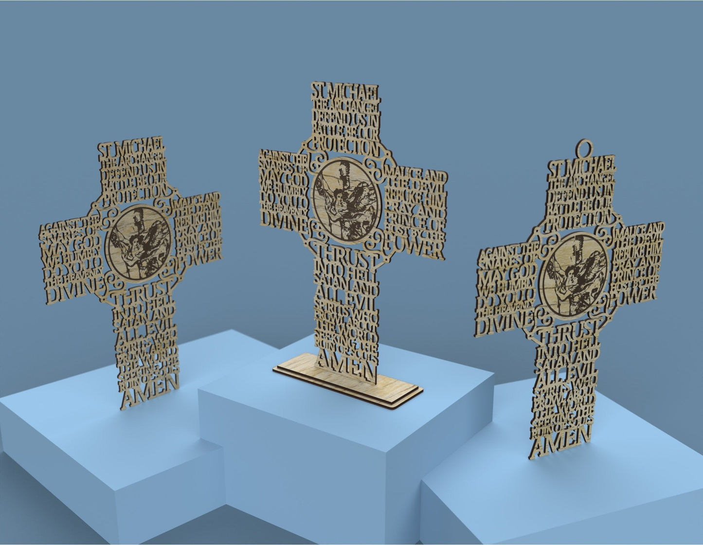 Saint Michael Archangel Picture Cross -Laser Cut File - The X Laser Files