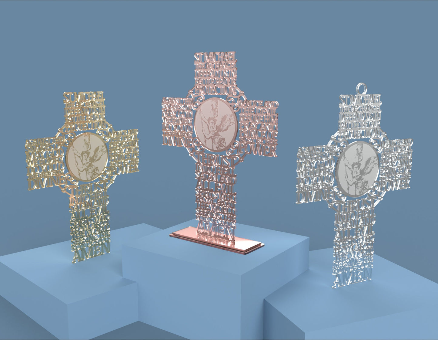 Saint Michael Archangel Picture Cross -Laser Cut File - The X Laser Files
