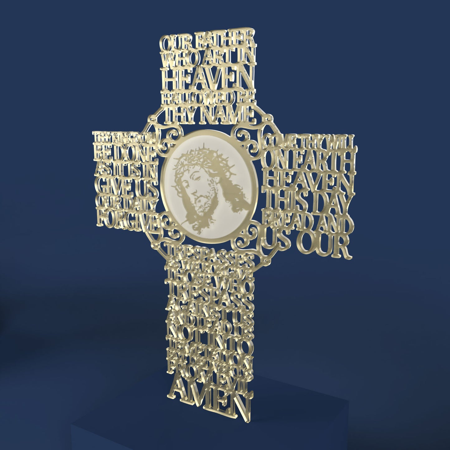 Lord's Prayer (Our Father) Picture Cross Traditional Version -Laser Cut File - The X Laser Files