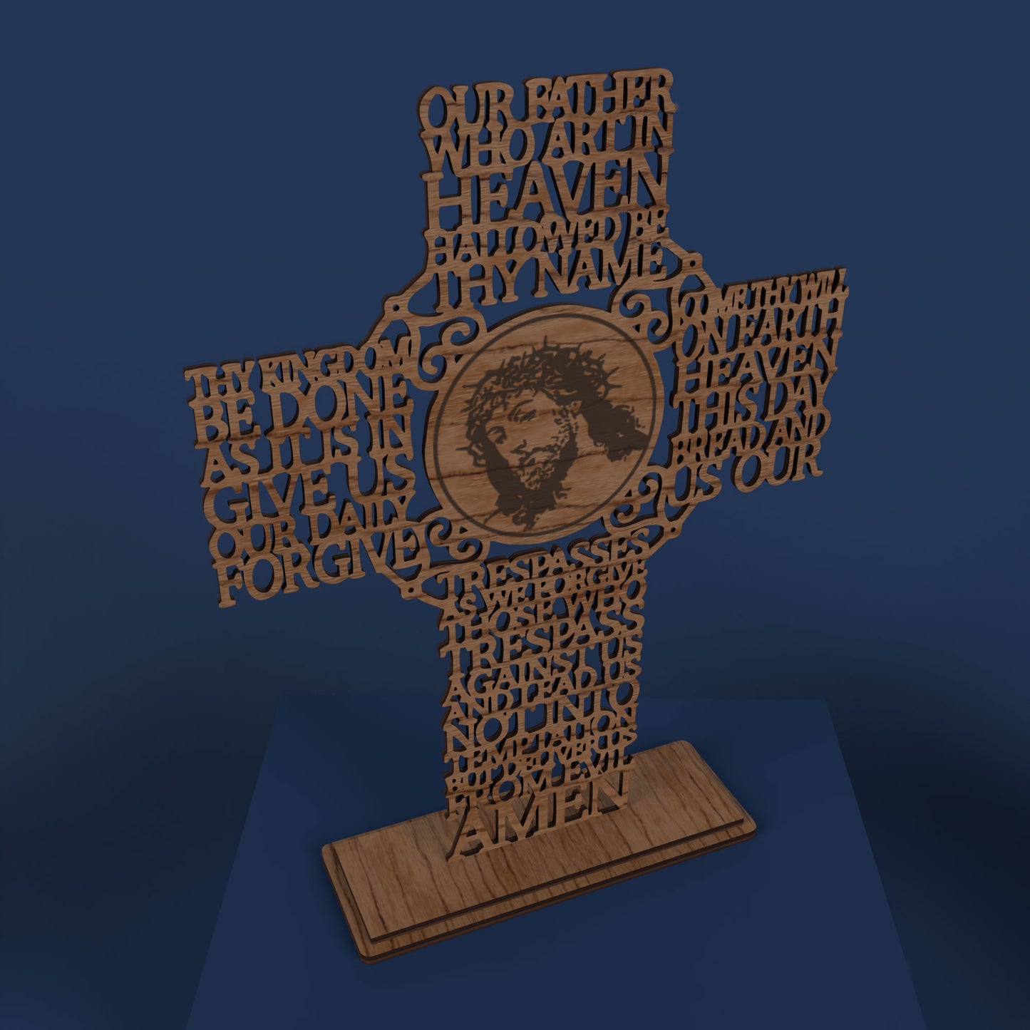 Lord's Prayer (Our Father) Picture Cross Traditional Version -Laser Cut File - The X Laser Files