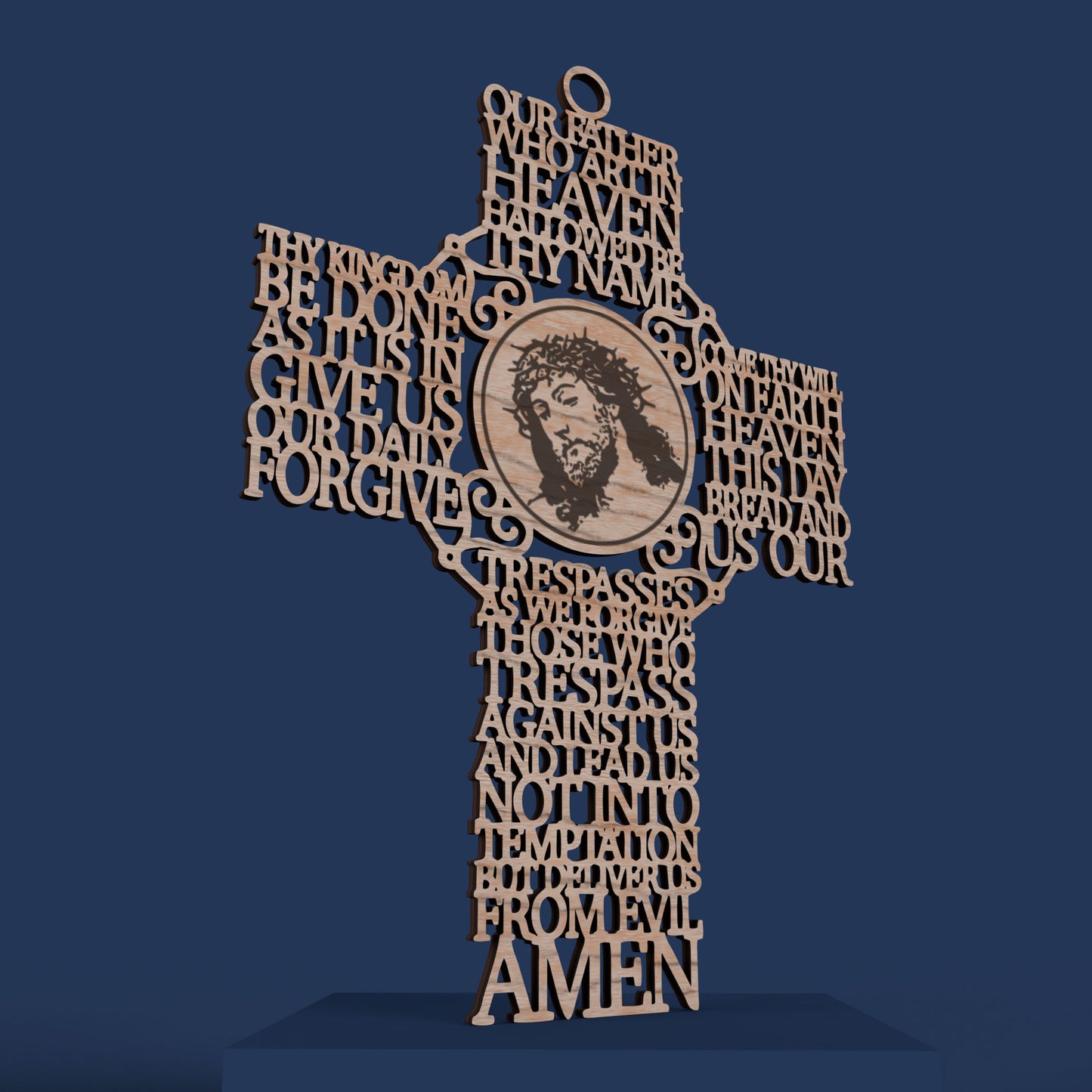 Lord's Prayer (Our Father) Picture Cross Traditional Version -Laser Cut File - The X Laser Files