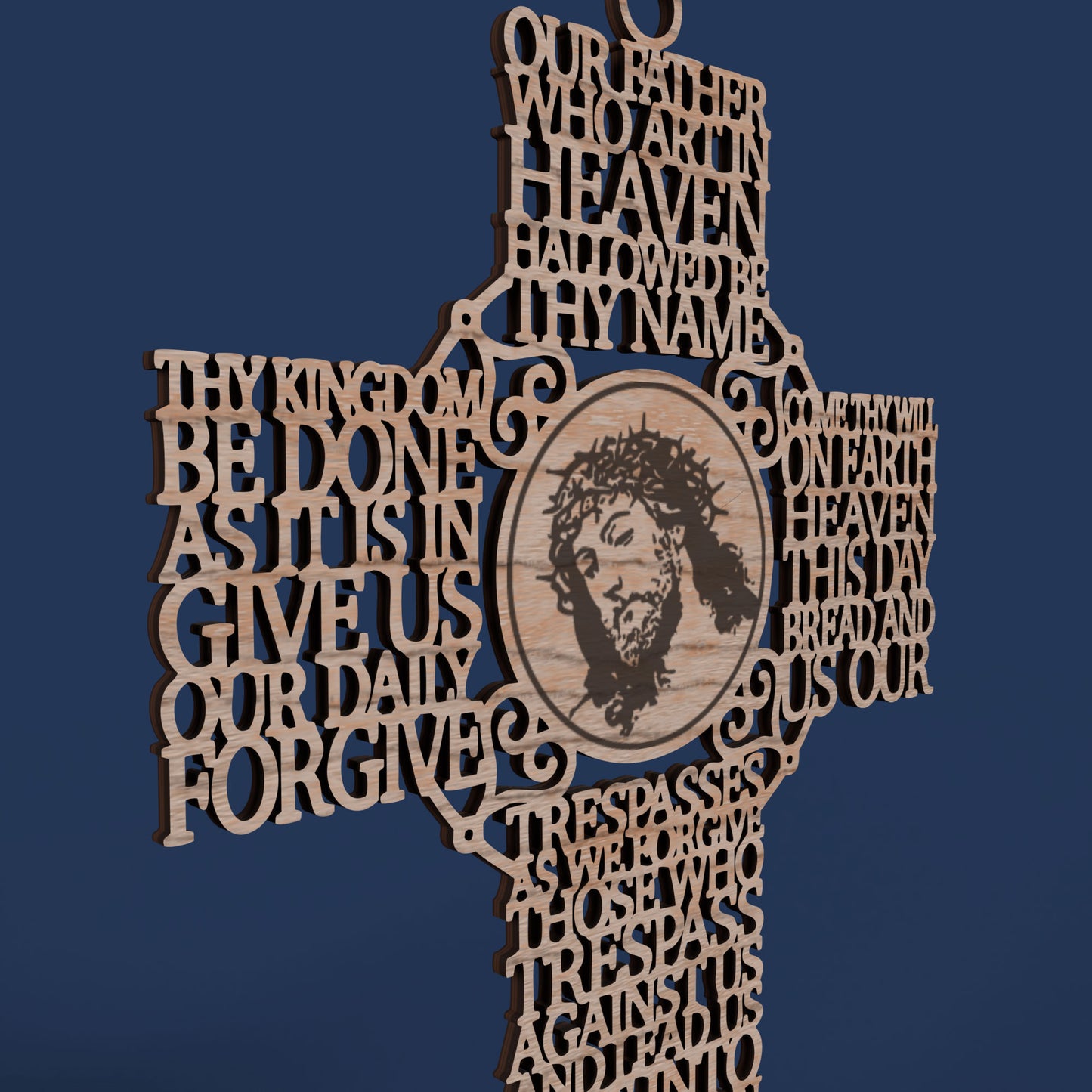 Lord's Prayer (Our Father) Picture Cross Traditional Version -Laser Cut File - The X Laser Files