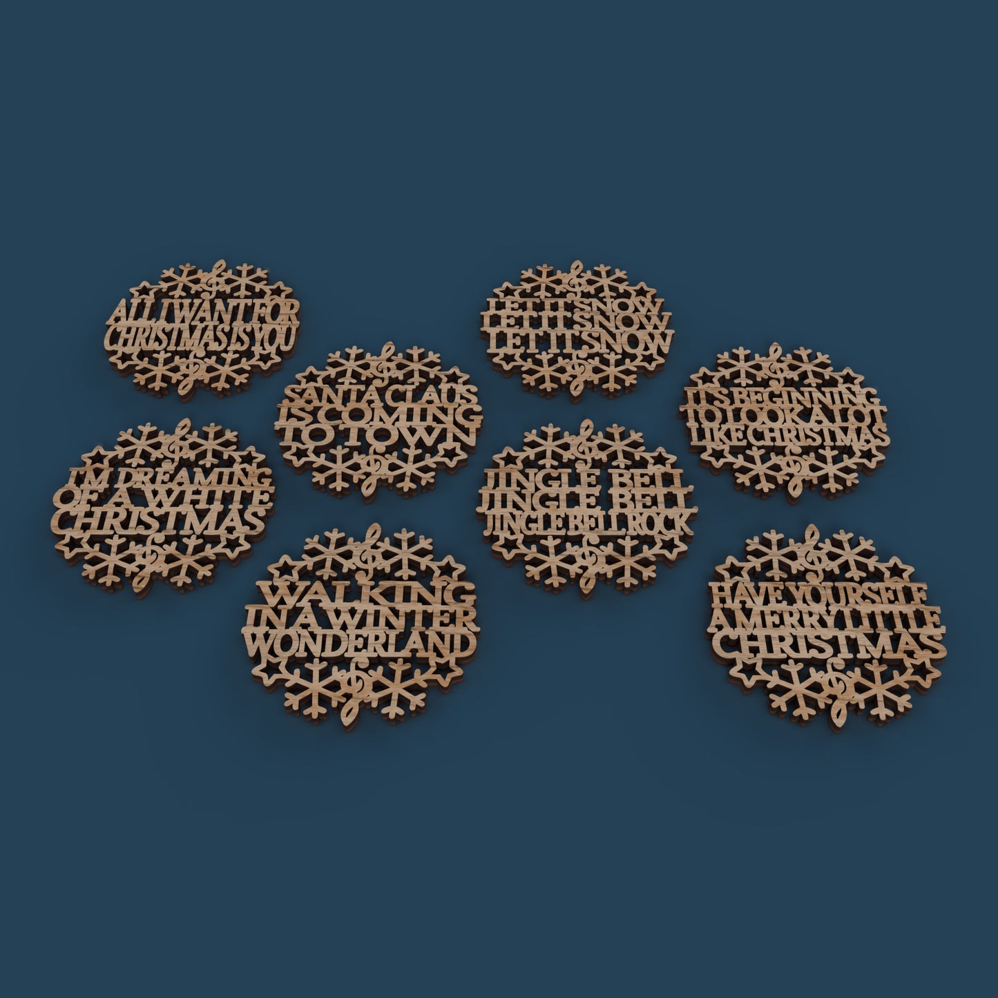 Christmas Songs Coasters and Ornaments -Laser Cut File - The X Laser Files