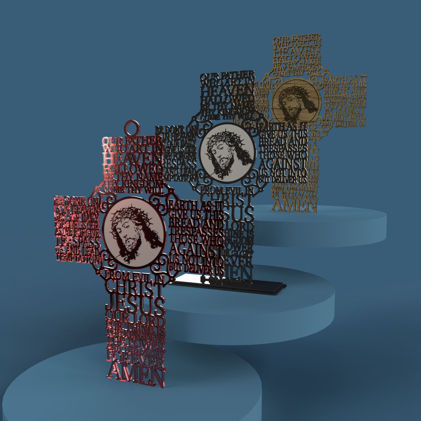Lord's Prayer (Our Father) Picture Cross Coptic Orthodox Version -Laser Cut File - The X Laser Files