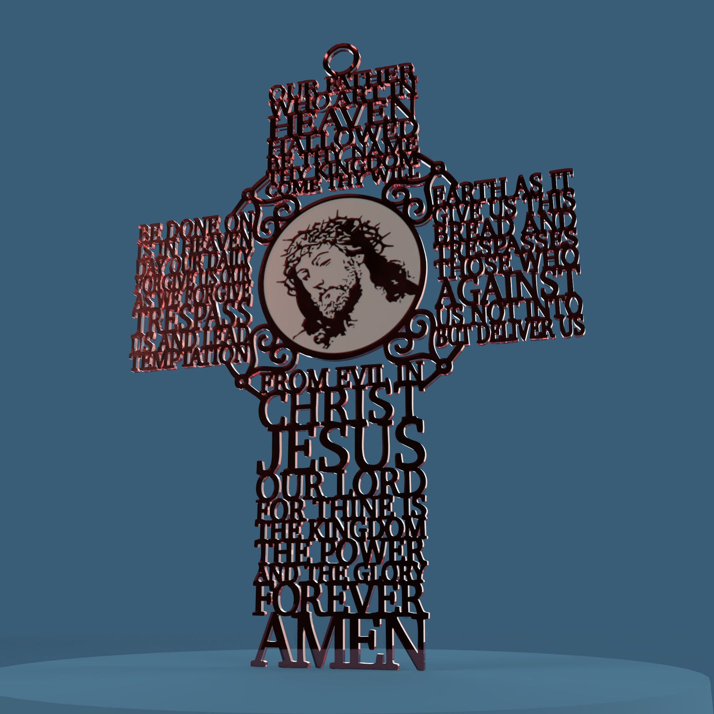 Lord's Prayer (Our Father) Picture Cross Coptic Orthodox Version -Laser Cut File - The X Laser Files