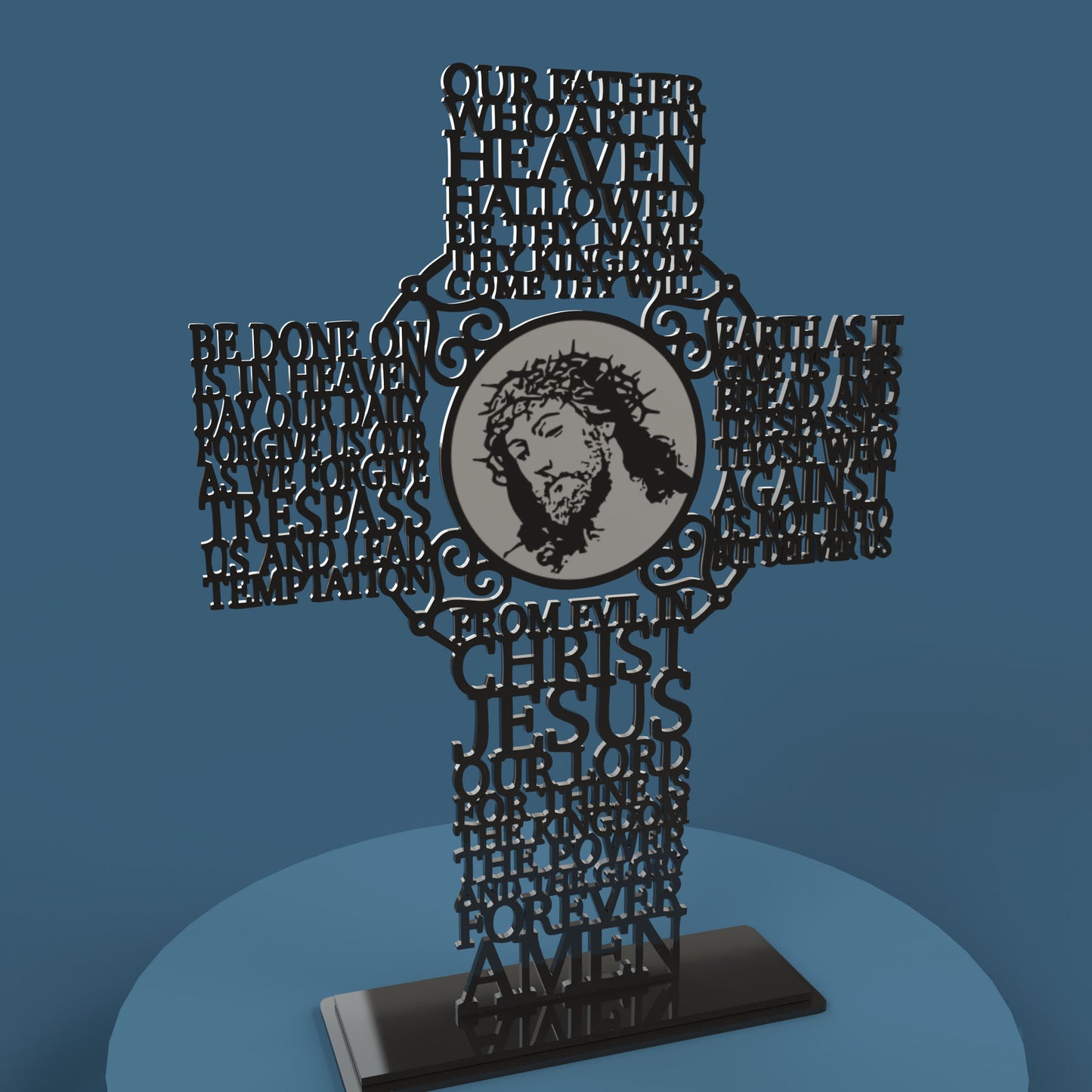 Lord's Prayer (Our Father) Picture Cross Coptic Orthodox Version -Laser Cut File - The X Laser Files