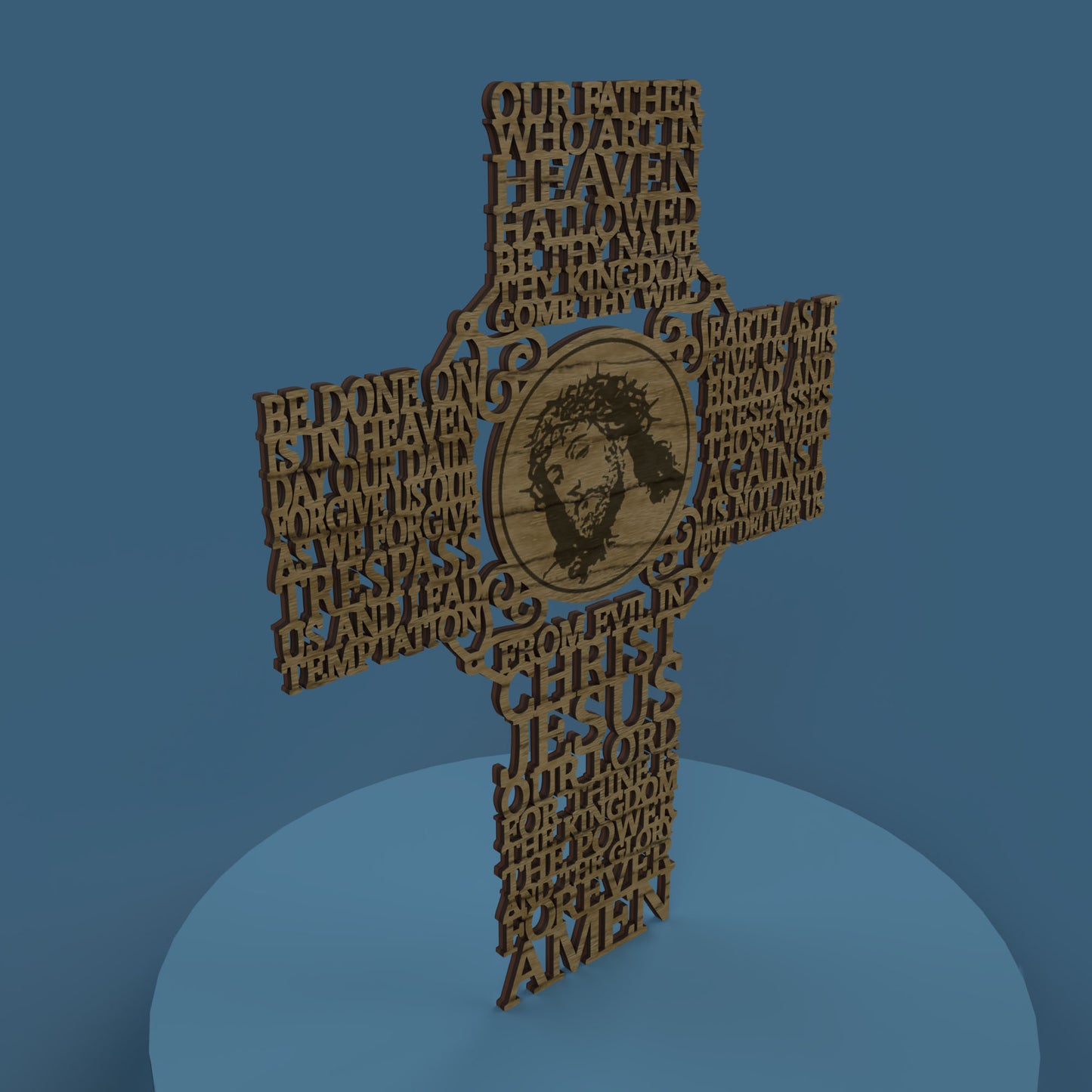 Lord's Prayer (Our Father) Picture Cross Coptic Orthodox Version -Laser Cut File - The X Laser Files