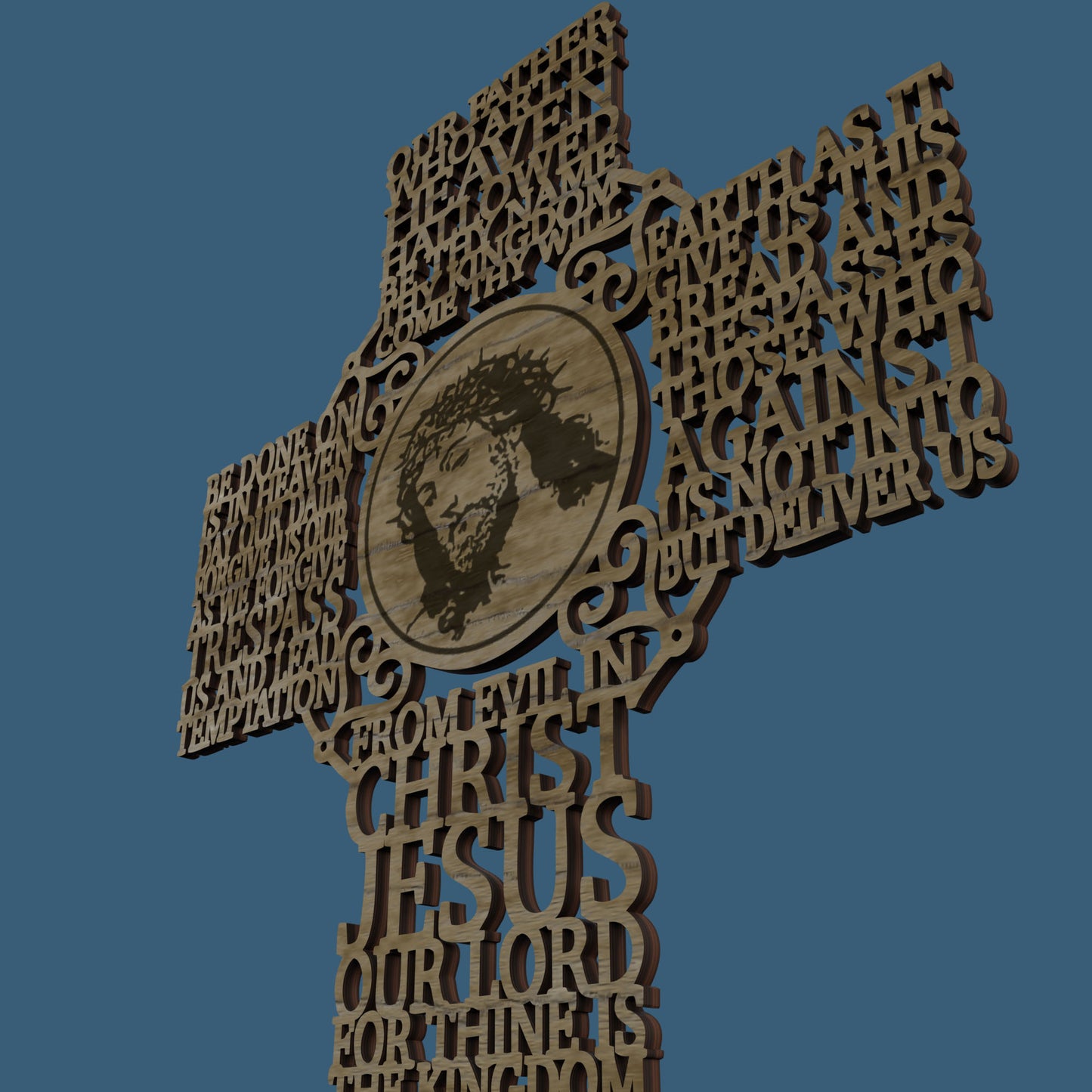 Lord's Prayer (Our Father) Picture Cross Coptic Orthodox Version -Laser Cut File - The X Laser Files