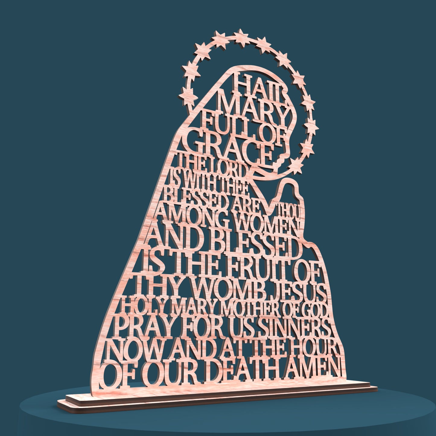 Hail Mary Virgin Traditional Version -Laser Cut File - The X Laser Files