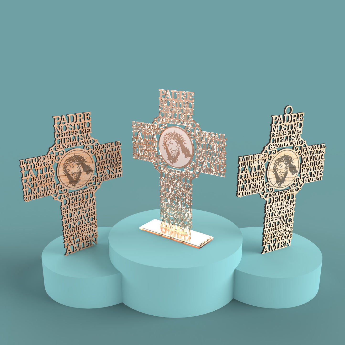 Italian Lord's Prayer Picture Cross (Padre Nostro Croce) -Laser Cut File - The X Laser Files