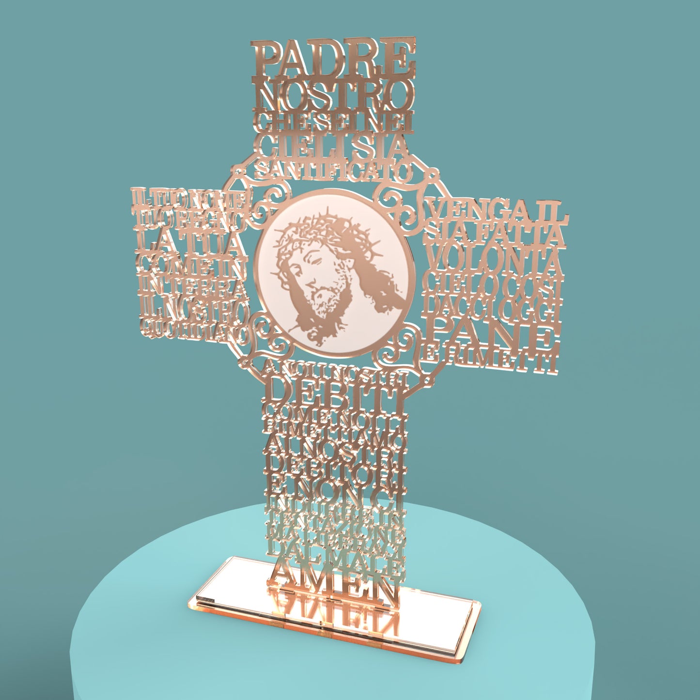 Italian Lord's Prayer Picture Cross (Padre Nostro Croce) -Laser Cut File - The X Laser Files