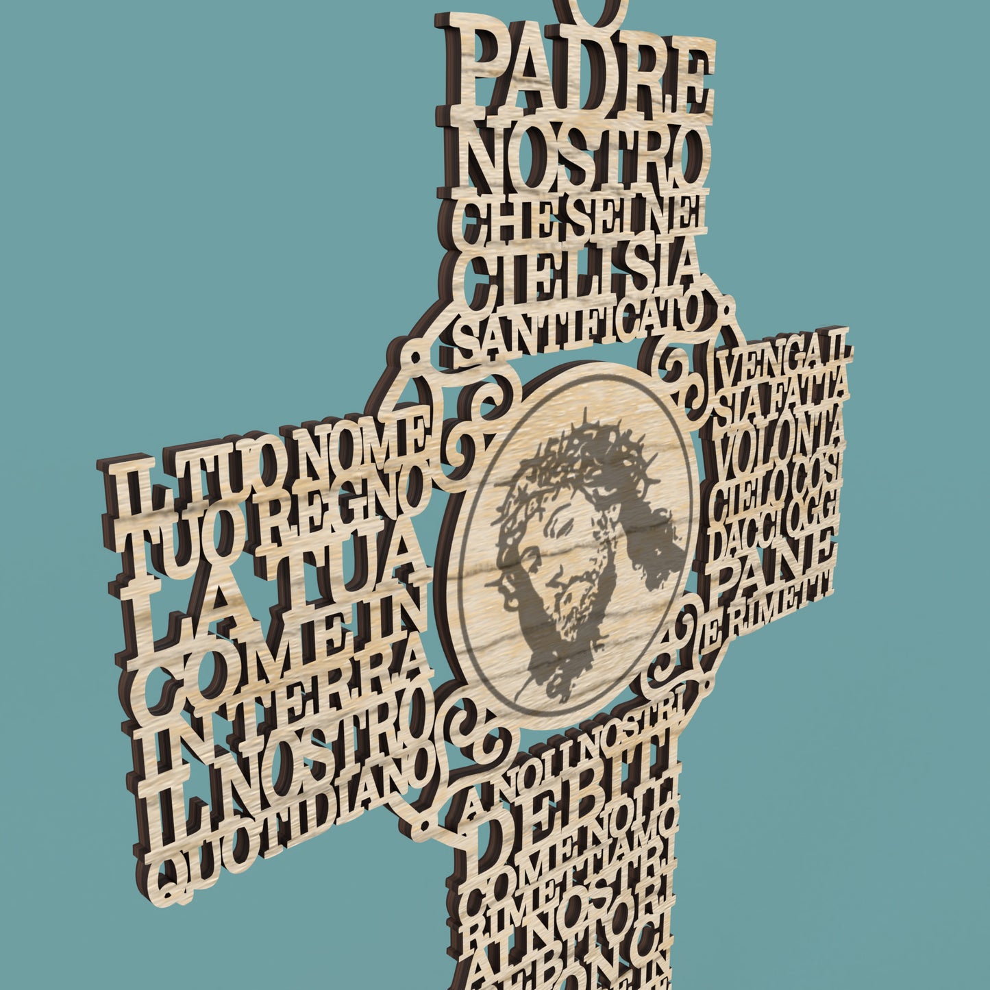 Italian Lord's Prayer Picture Cross (Padre Nostro Croce) -Laser Cut File - The X Laser Files