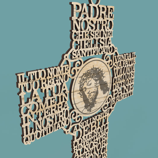 Italian Lord's Prayer Picture Cross (Padre Nostro Croce) -Laser Cut File - The X Laser Files
