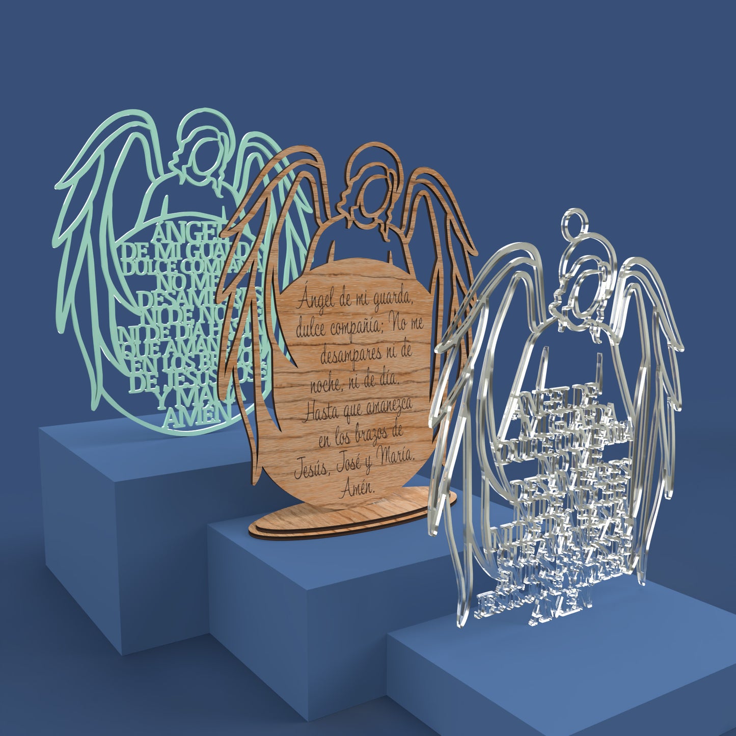 Angel de la Guarda (Angel of God Prayer in Spanish) -Laser Cut File - The X Laser Files