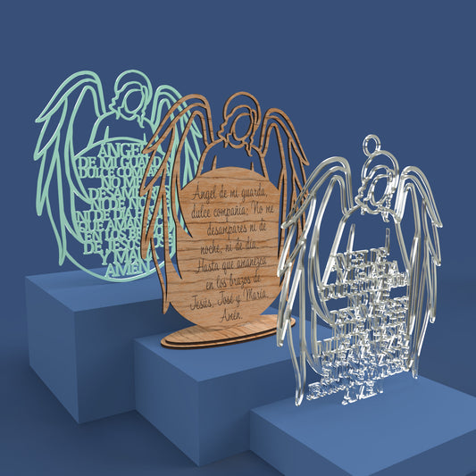 Angel de la Guarda (Angel of God Prayer in Spanish) -Laser Cut File - The X Laser Files