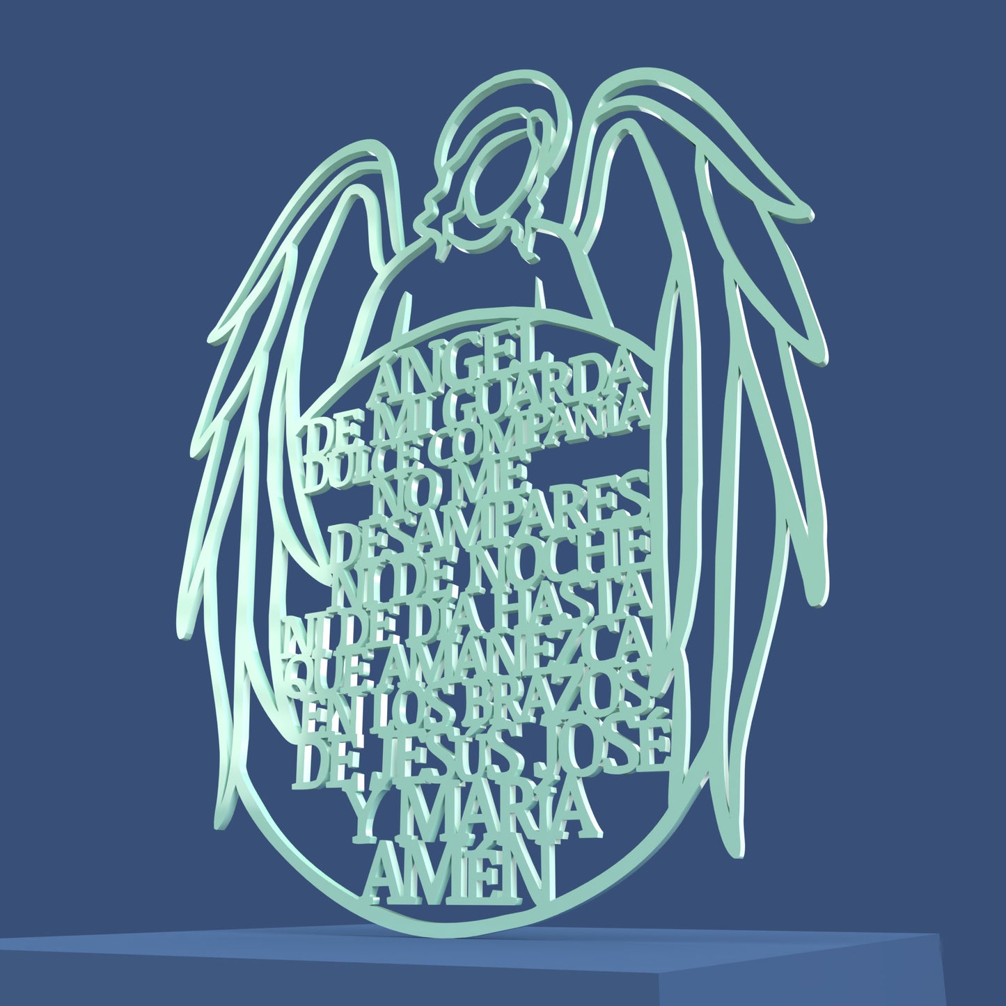 Angel de la Guarda (Angel of God Prayer in Spanish) -Laser Cut File - The X Laser Files