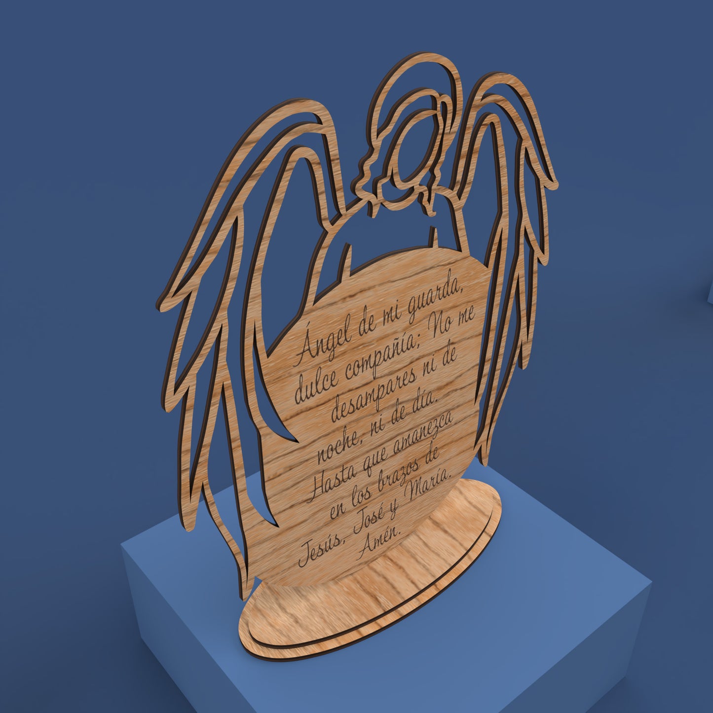 Angel de la Guarda (Angel of God Prayer in Spanish) -Laser Cut File - The X Laser Files