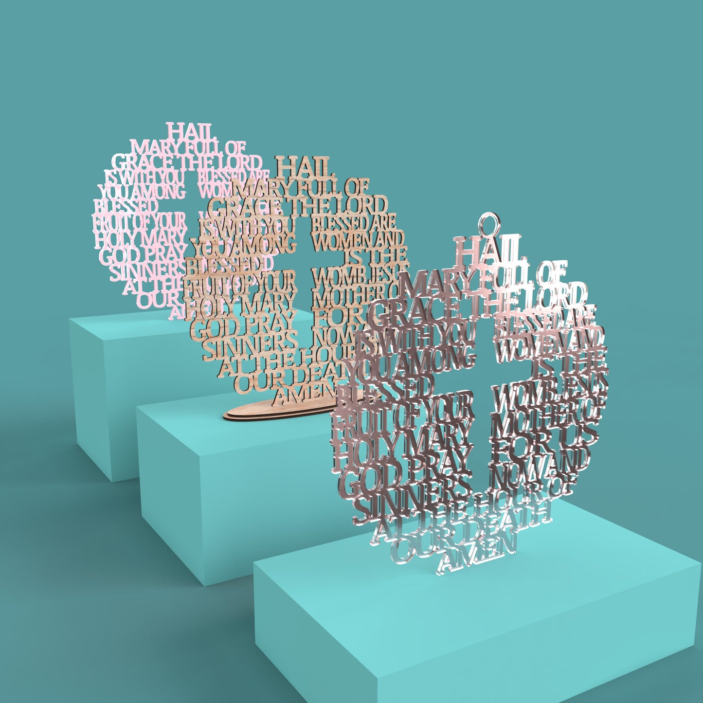 Modern Hail Mary Circle with Cross -Laser Cut File - The X Laser Files