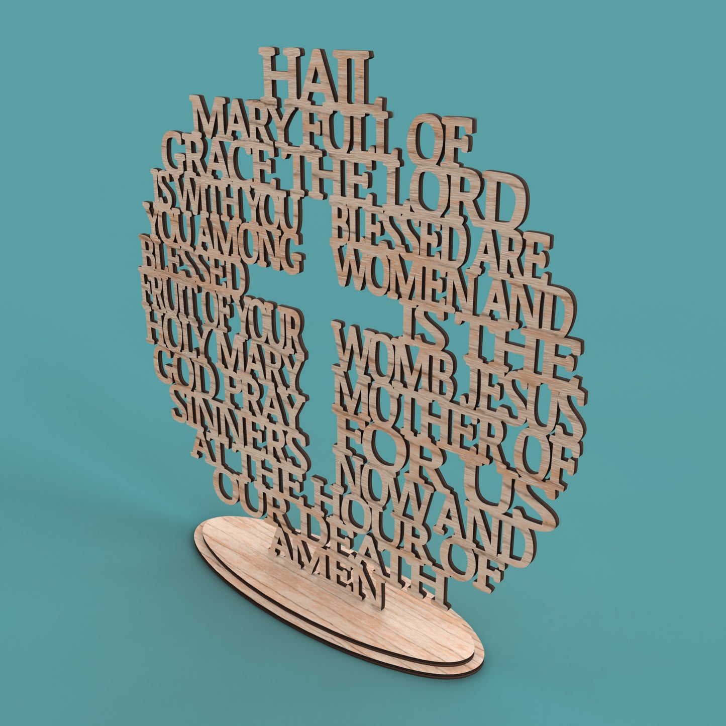 Modern Hail Mary Circle with Cross -Laser Cut File - The X Laser Files