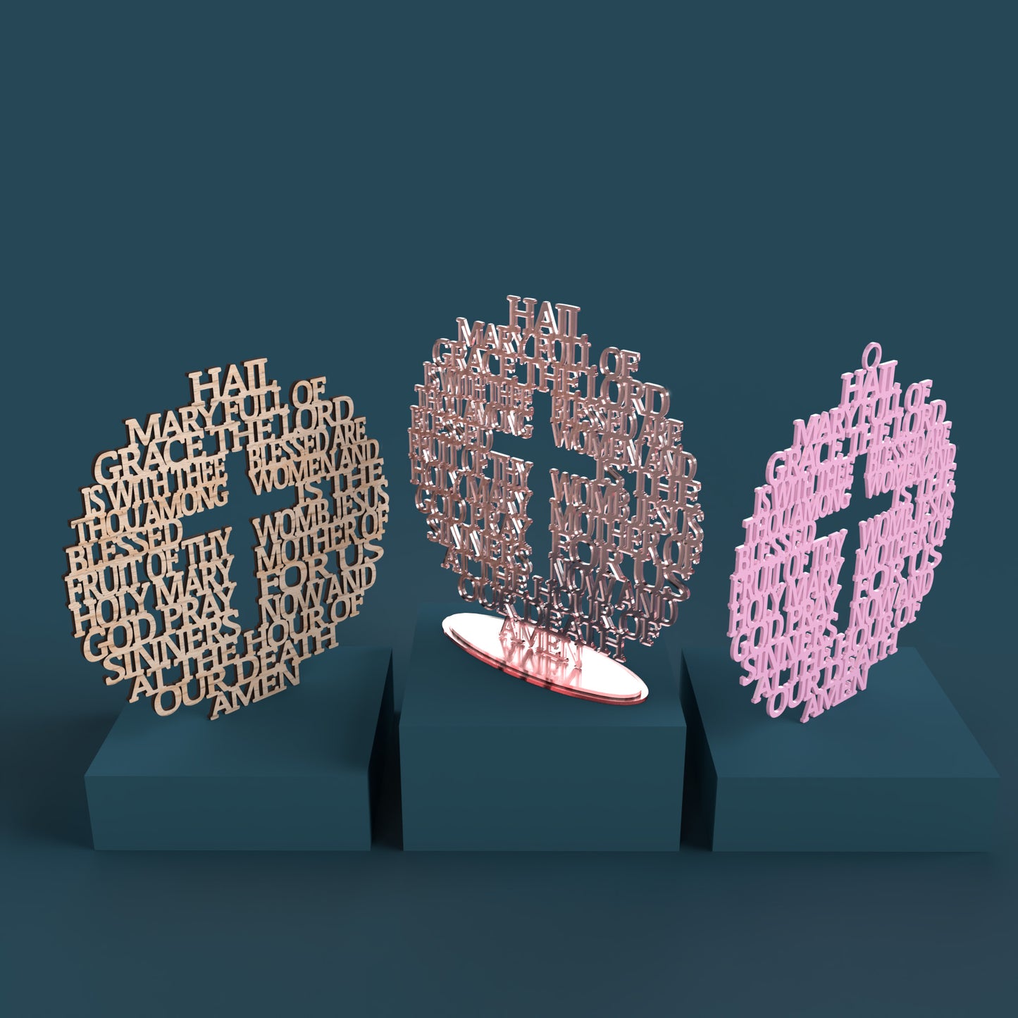 Traditional Hail Mary Circle with Cross -Laser Cut File - The X Laser Files