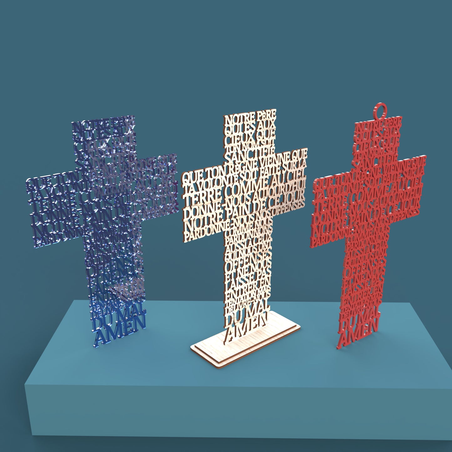 Lord's Prayer Cross in French (Croix Notre Pere) Catholic Version -Laser Cut File - The X Laser Files