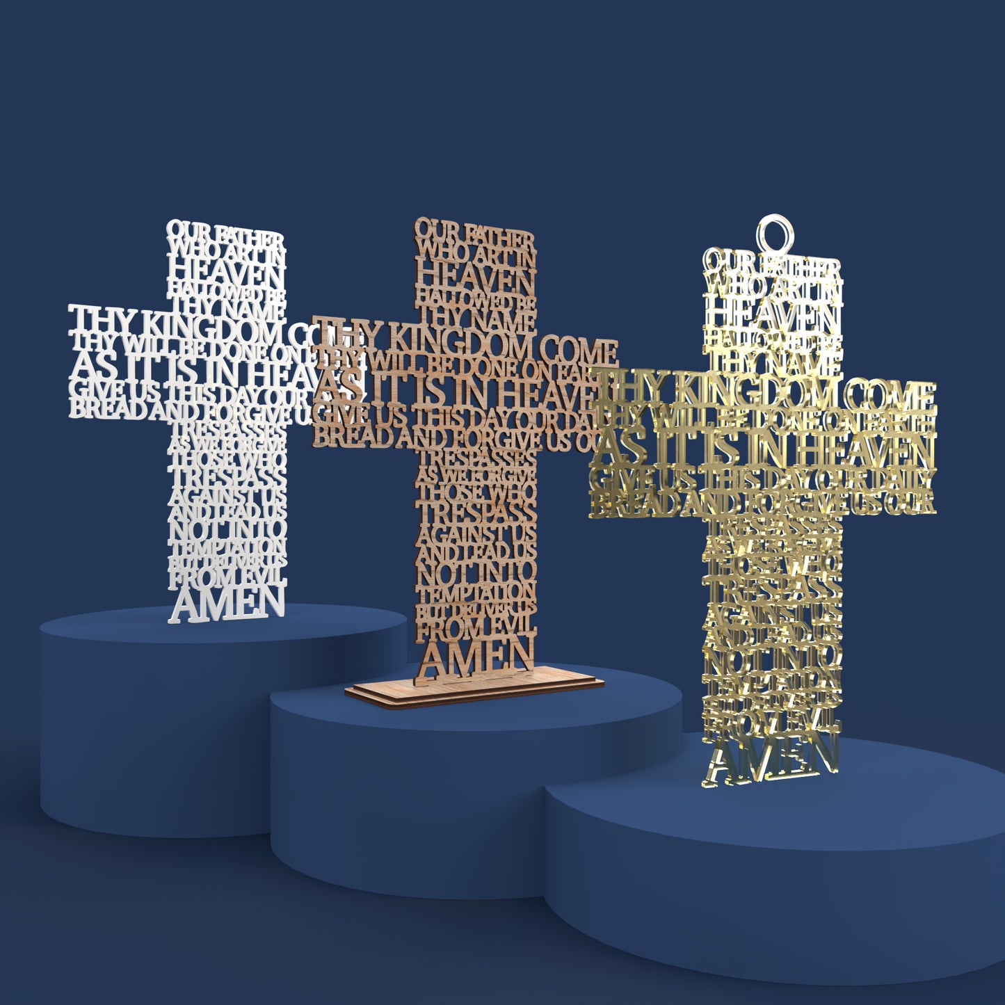Lord's Prayer (Our Father) Cross Traditional Version -Laser Cut File - The X Laser Files